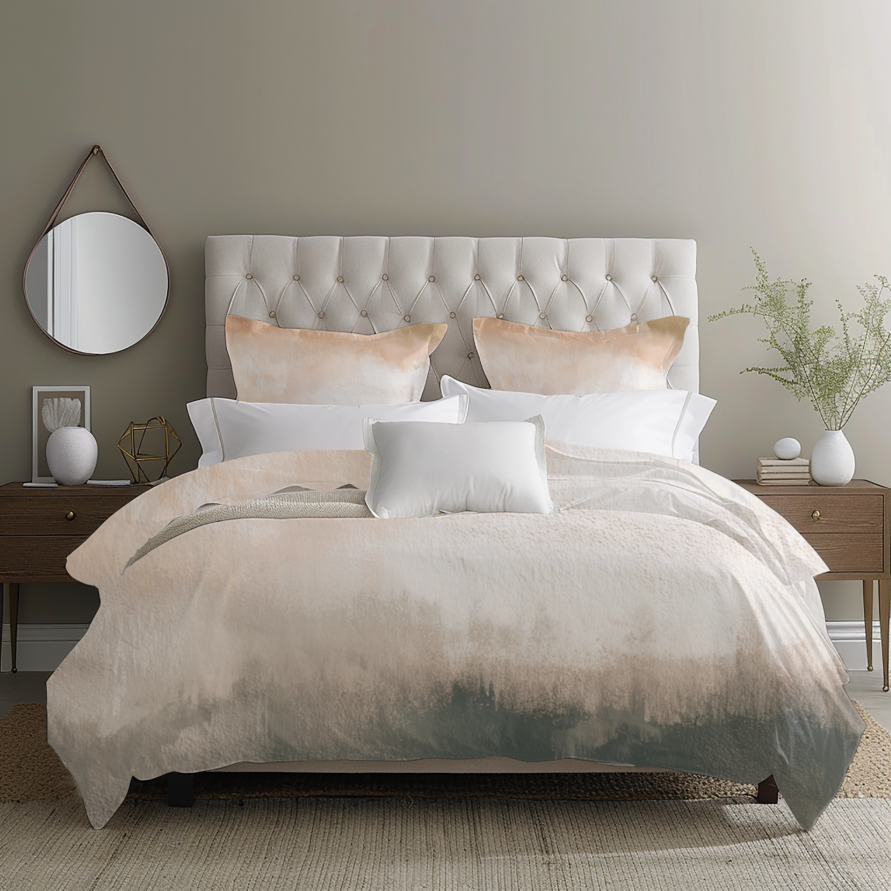 Ombre Duvet, Pillow Cover | Beige Grey Bedroom Decor