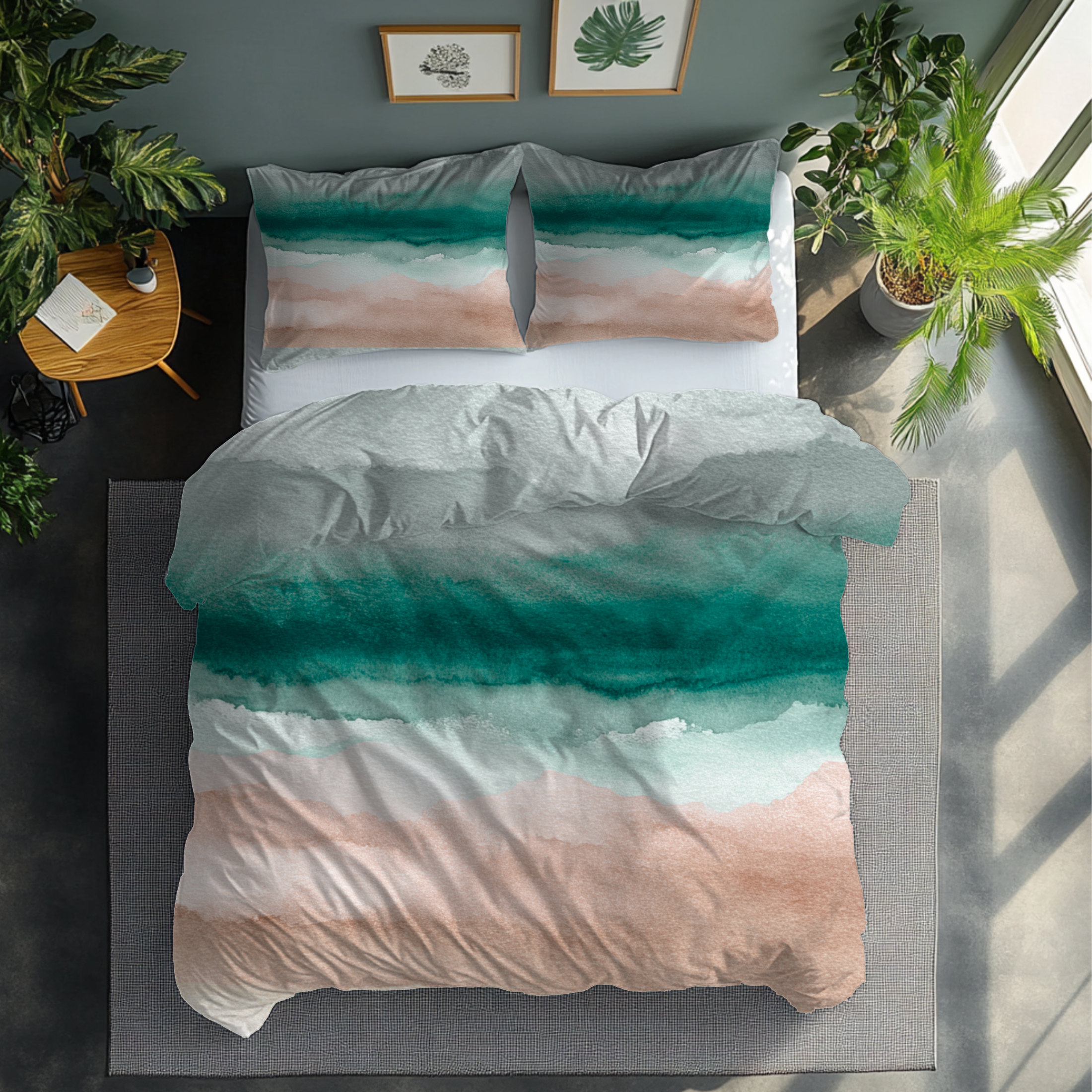 Ombre Duvet, Pillow Cover | Pink Green Bedroom Decor