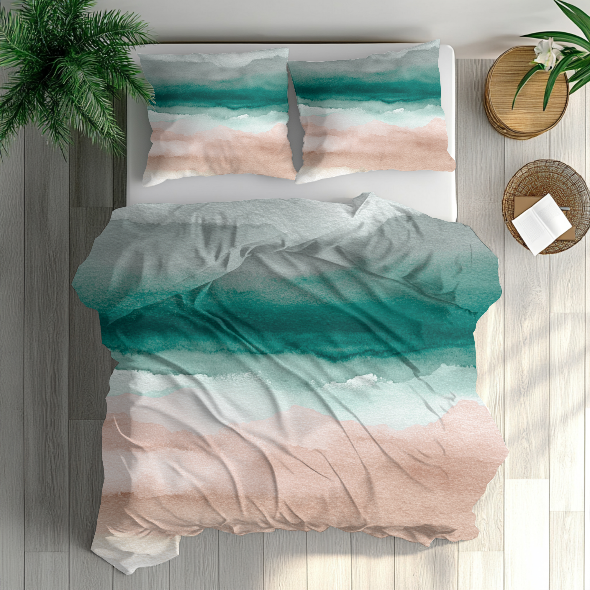 Ombre Duvet, Pillow Cover | Pink Green Bedroom Decor