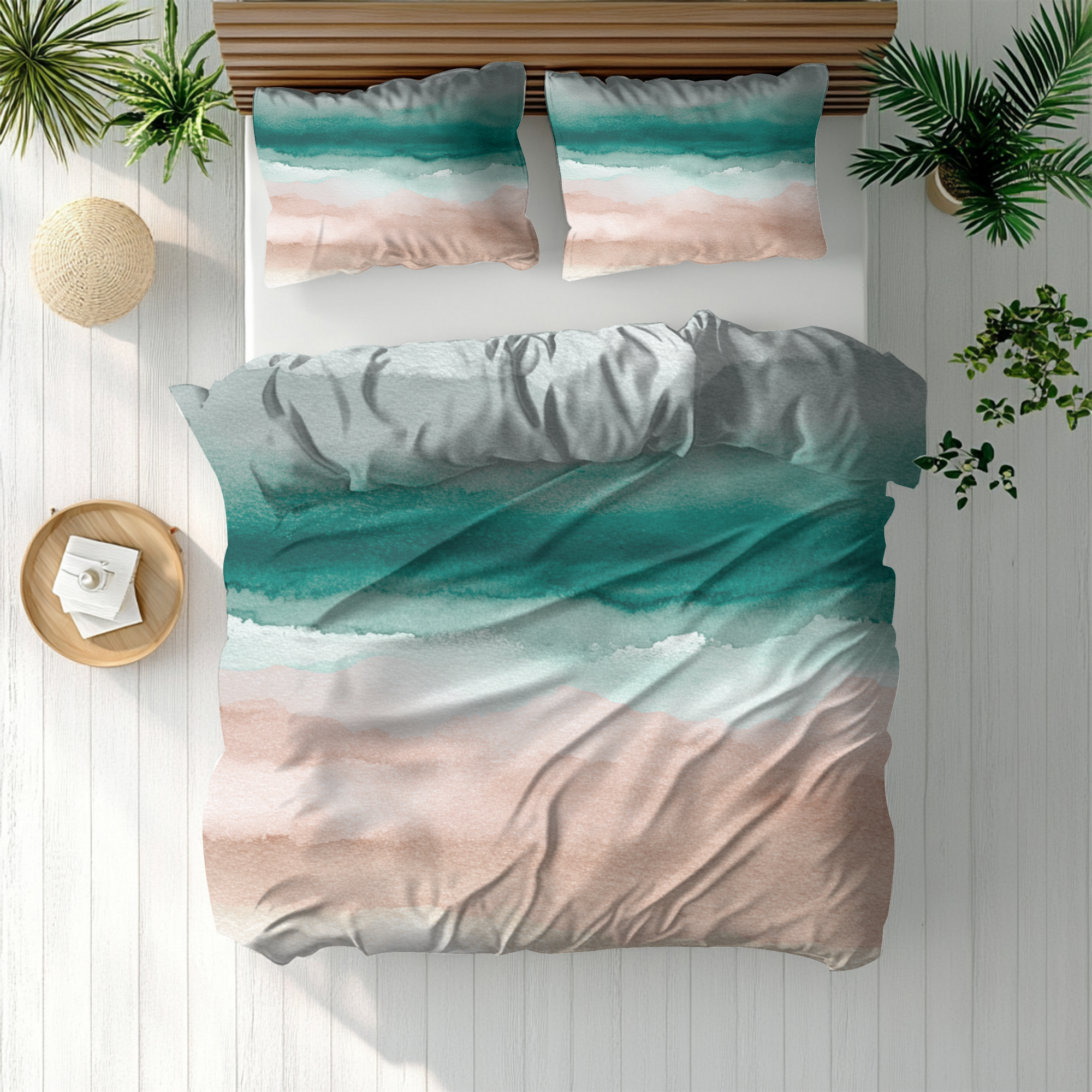 Ombre Duvet, Pillow Cover | Pink Green Bedroom Decor