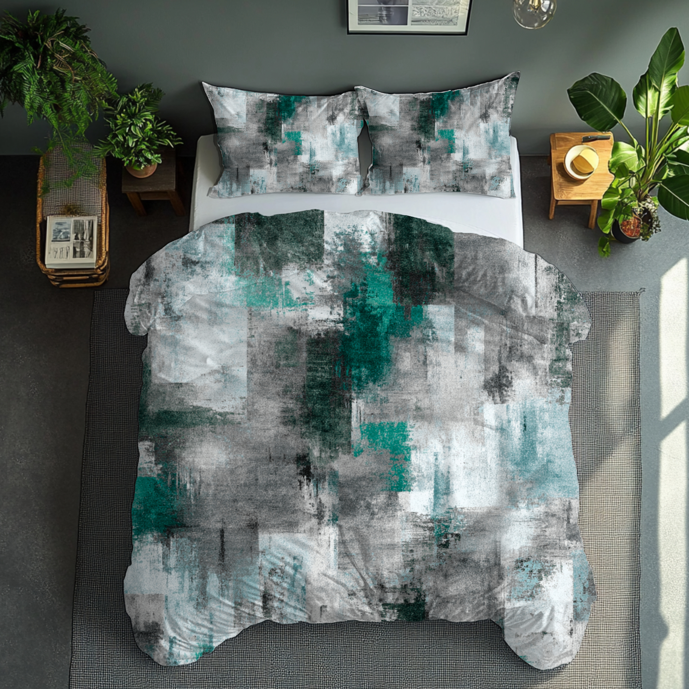 Ombre Duvet, Pillow Cover | Grey Green Bedroom Decor