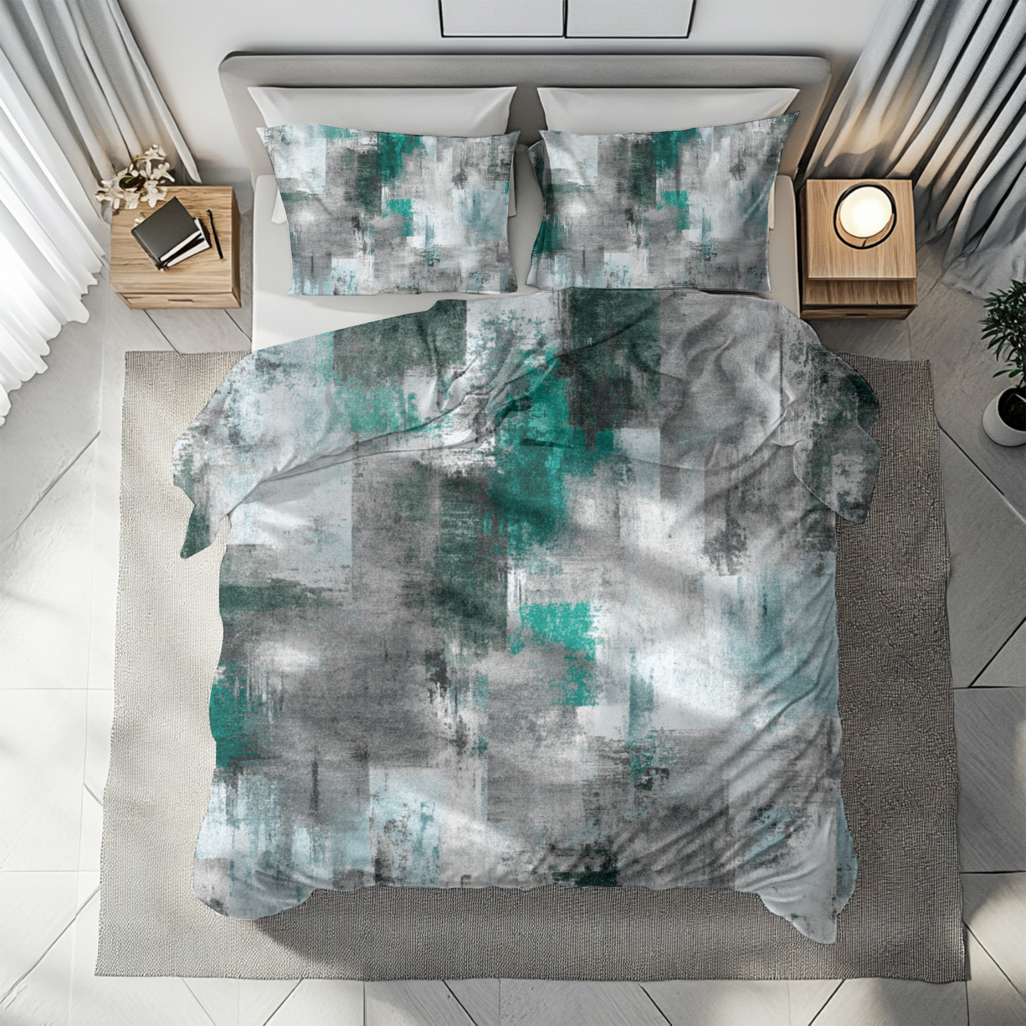 Ombre Duvet, Pillow Cover | Grey Green Bedroom Decor