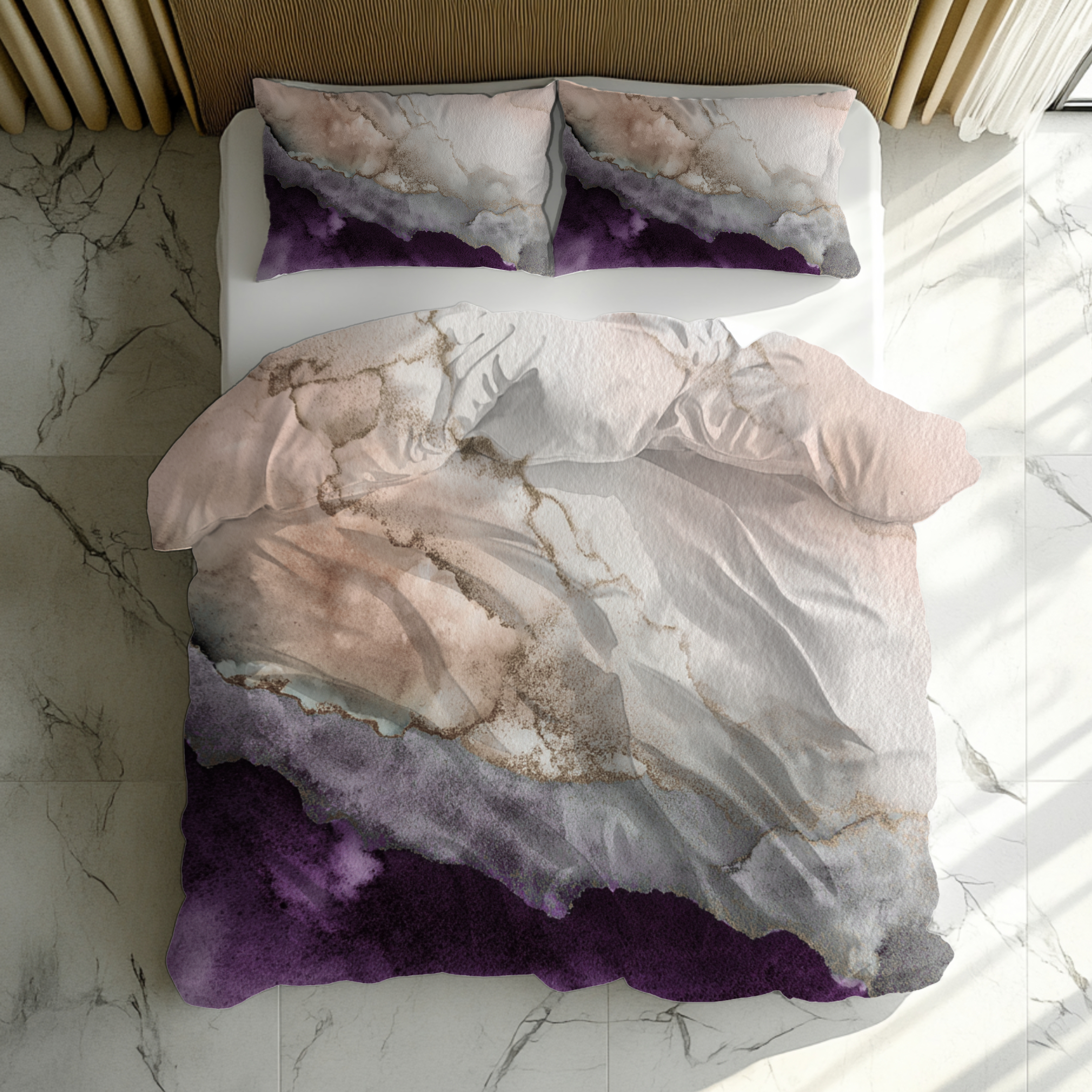 Ombre Duvet, Pillow Cover | Purple Beige Bedroom Decor
