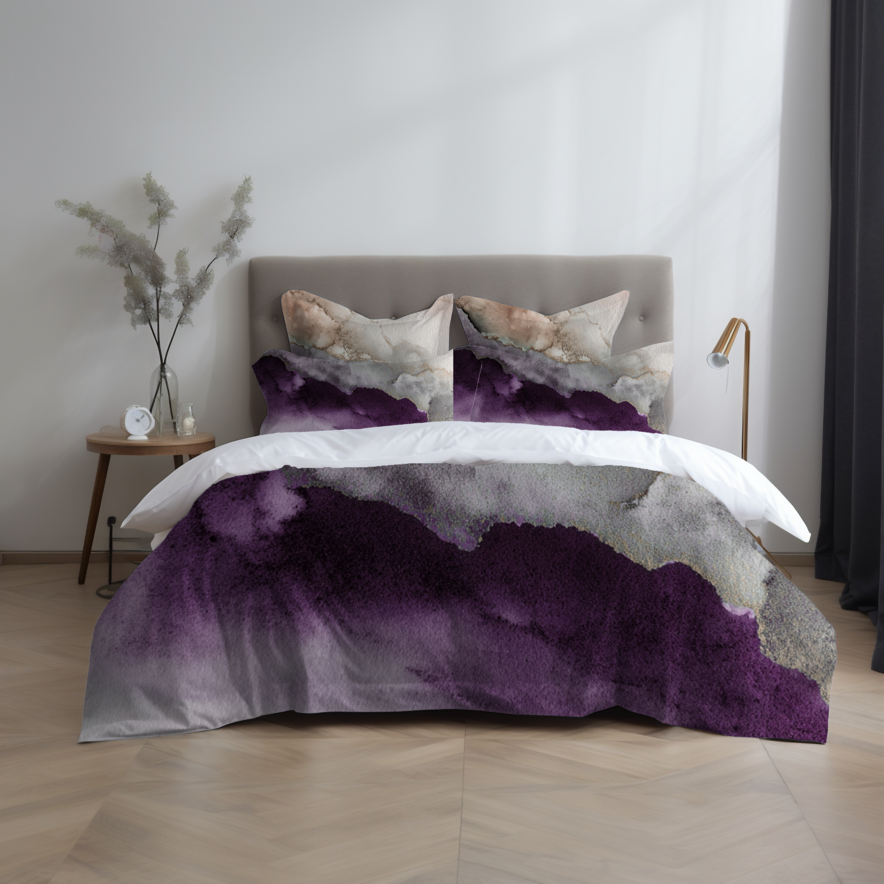 Ombre Duvet, Pillow Cover | Purple Beige Bedroom Decor