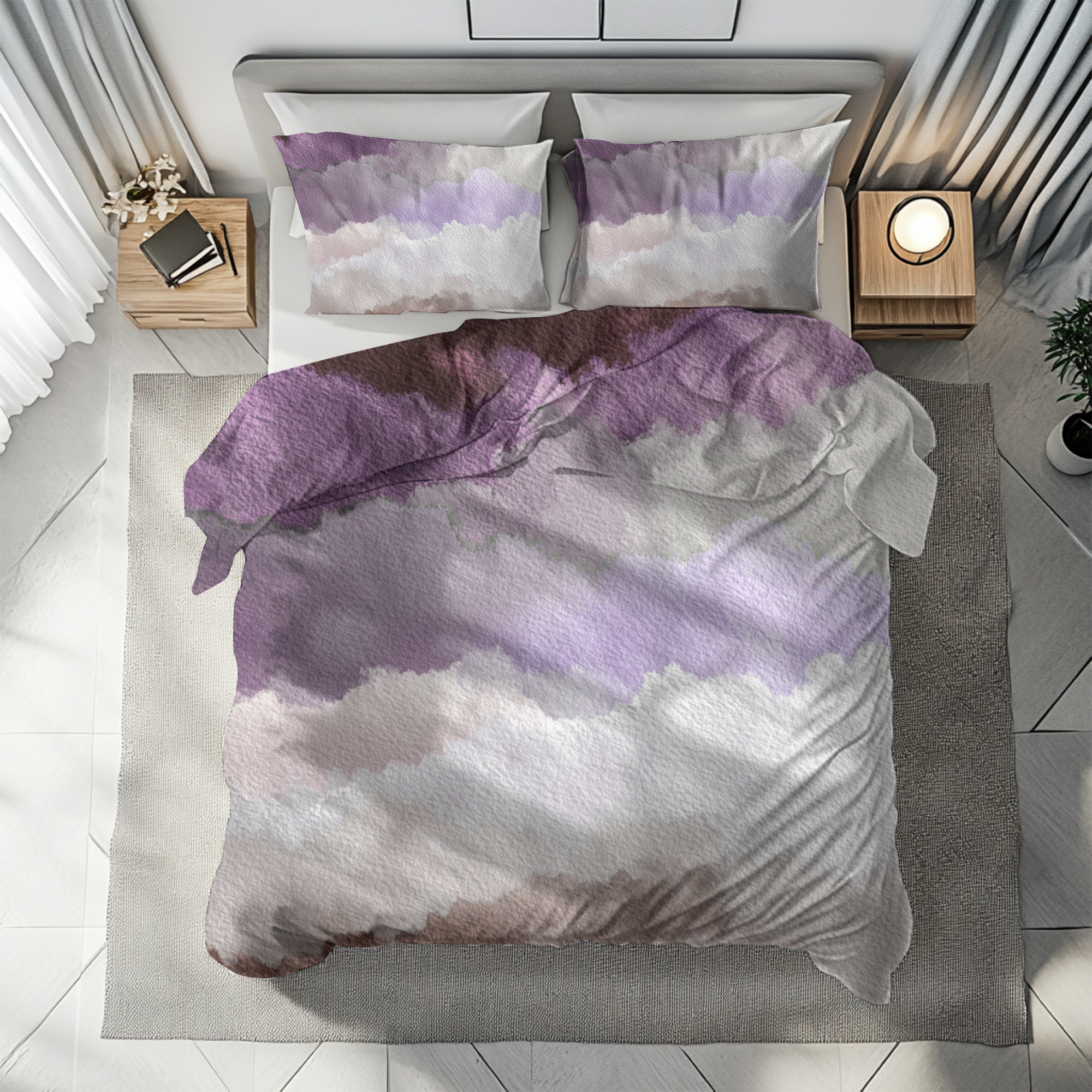 Ombre Duvet, Pillow Cover | Purple Brown Bedroom Decor