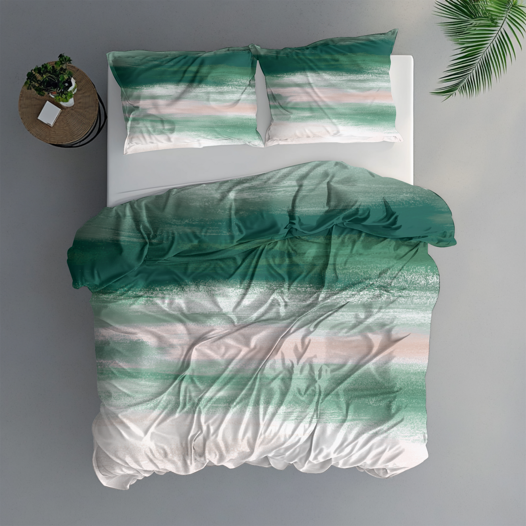 Ombre Duvet, Pillow Cover | Green Ivory Bedroom Decor