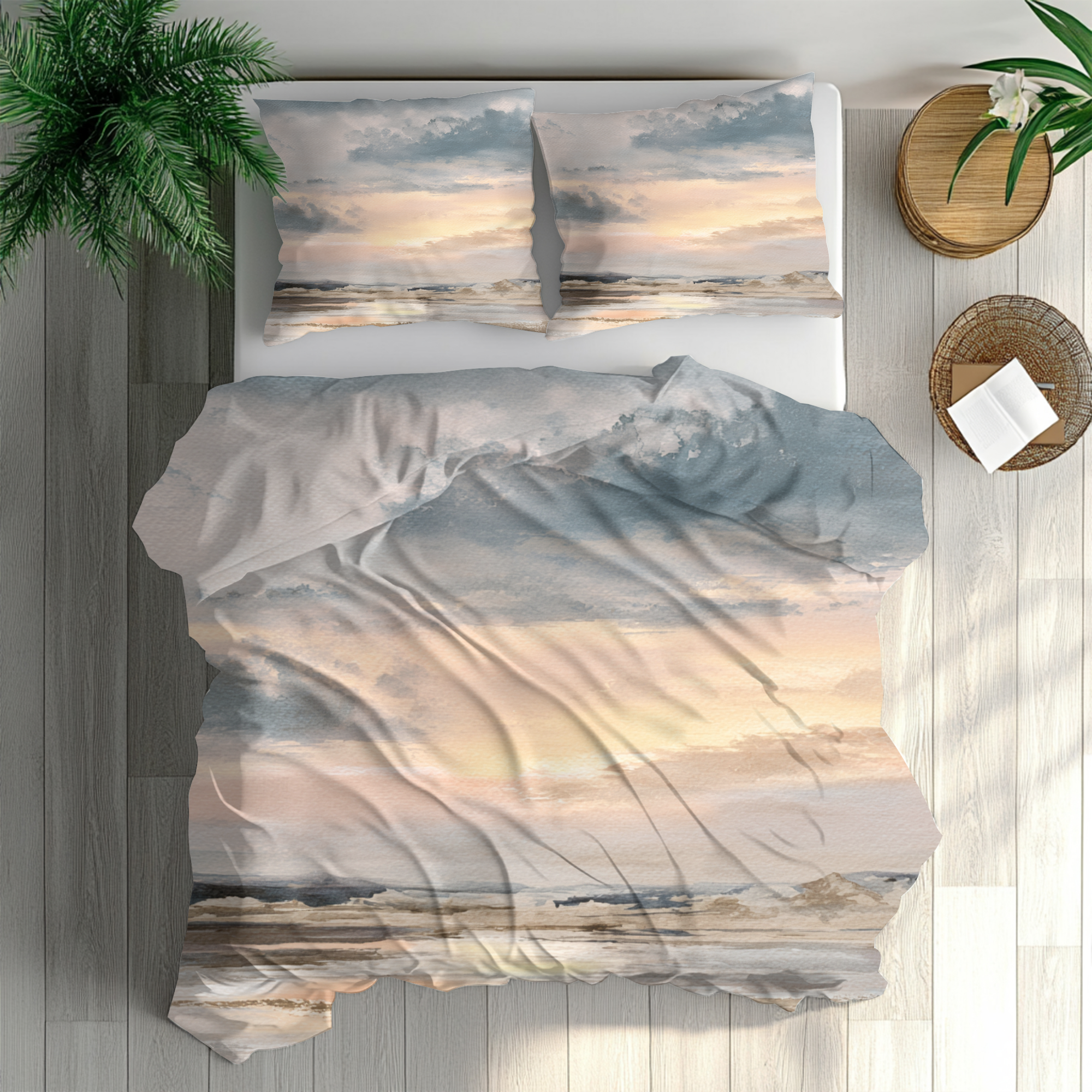 Modern Abstract Duvet, Pillow Cover | Pale Sunset Bedroom Decor