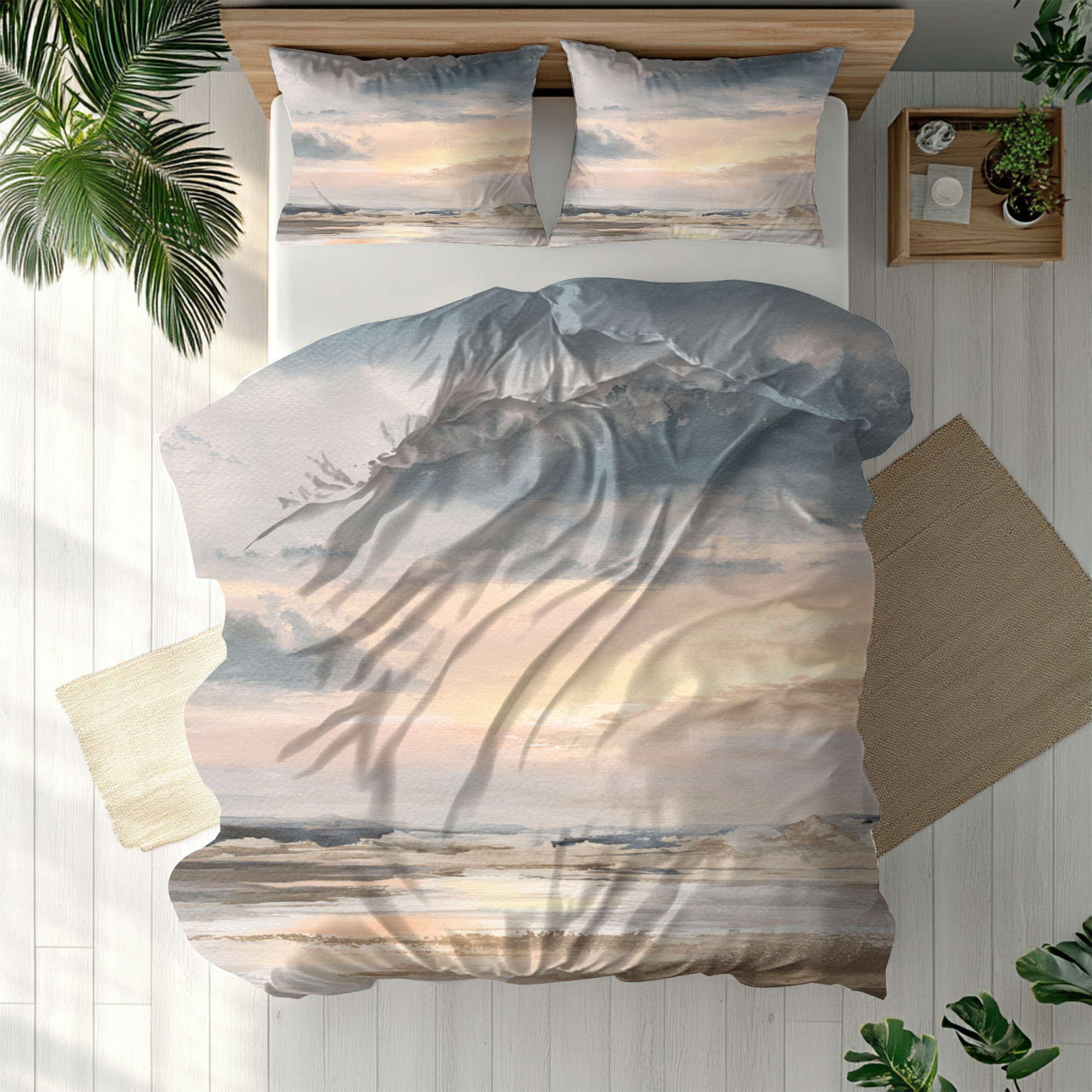 Modern Abstract Duvet, Pillow Cover | Pale Sunset Bedroom Decor
