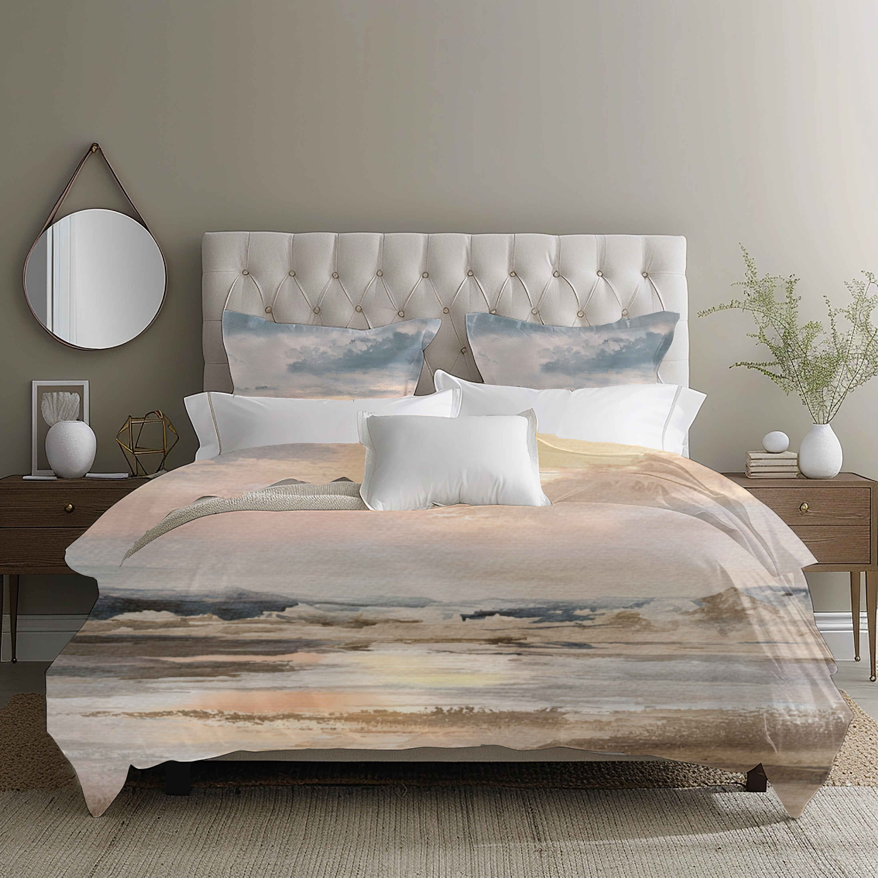 Modern Abstract Duvet, Pillow Cover | Pale Sunset Bedroom Decor
