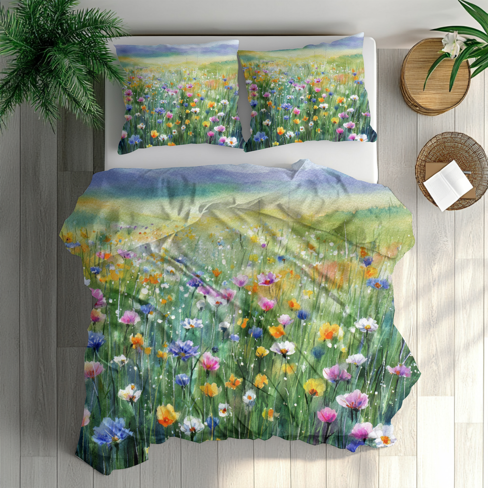 Floral Duvet, Pillow Cover | Green Yellow Bedroom Decor