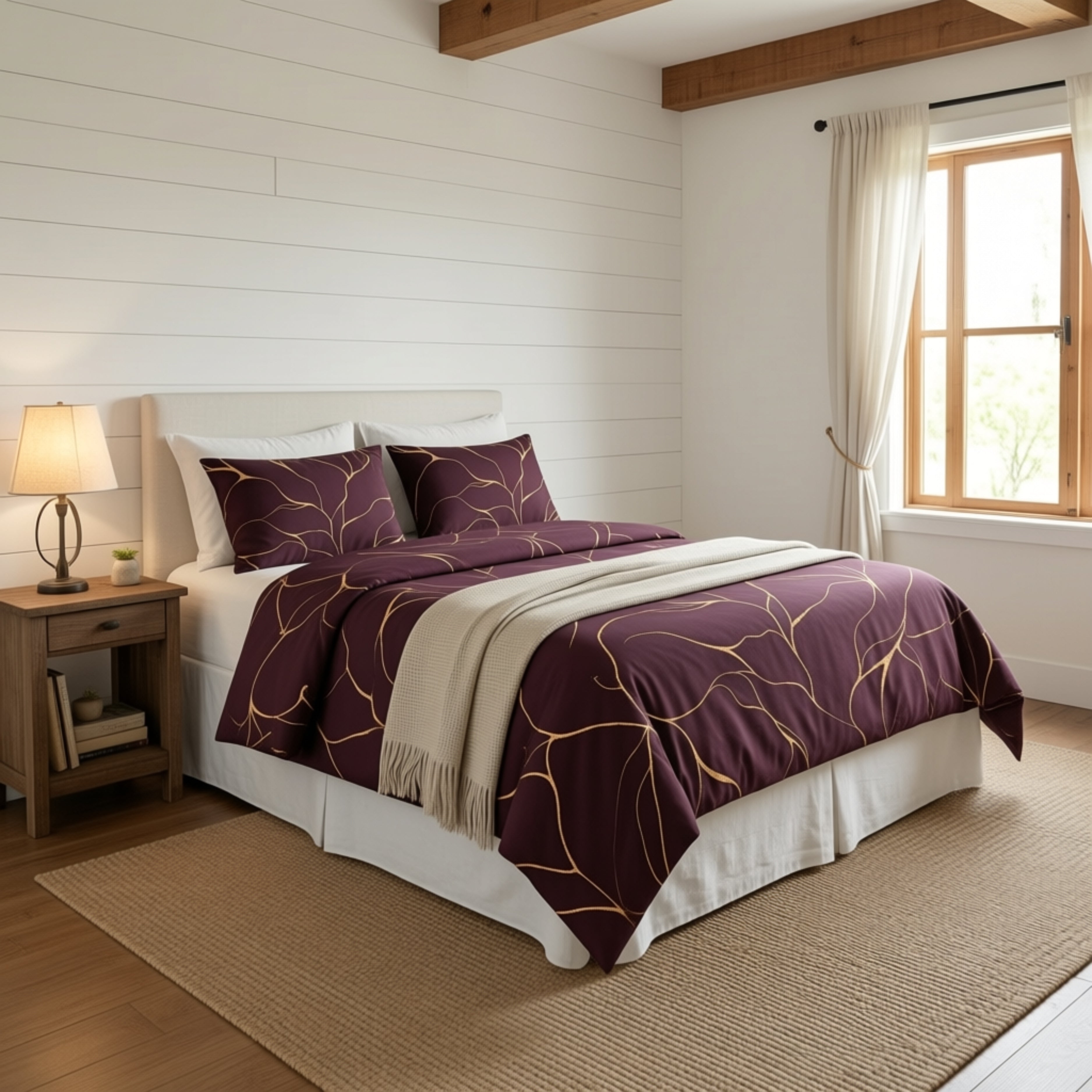 Abstract Duvet, Pillow Cover | Purple Beige Bedroom Decor