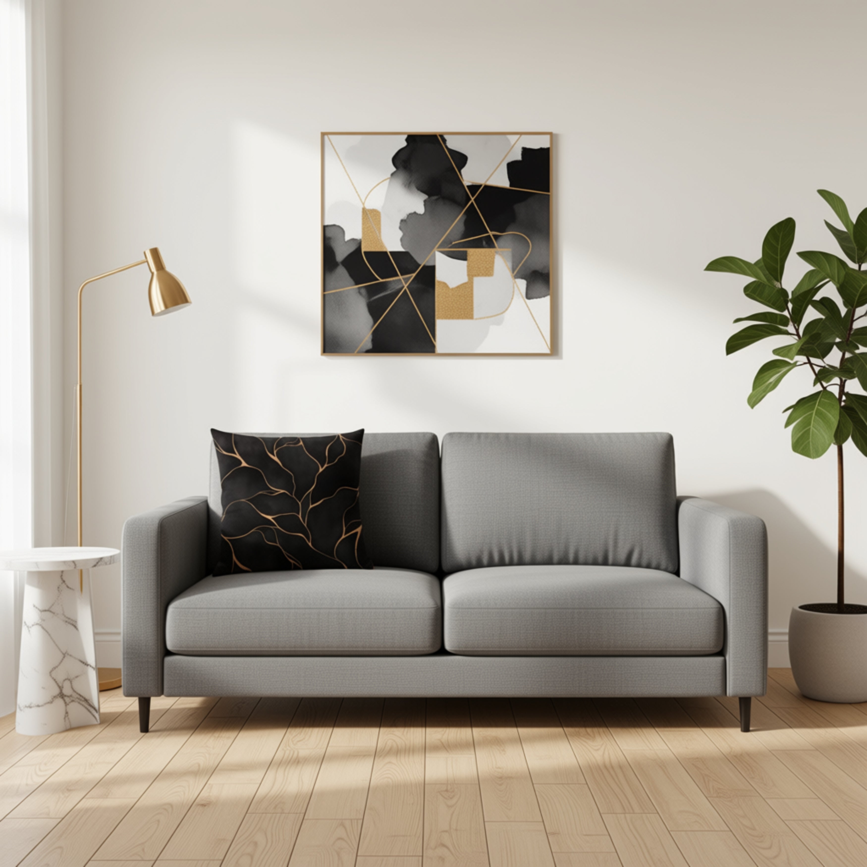 Abstract Pillow Cover | Black Beige Pillowcase