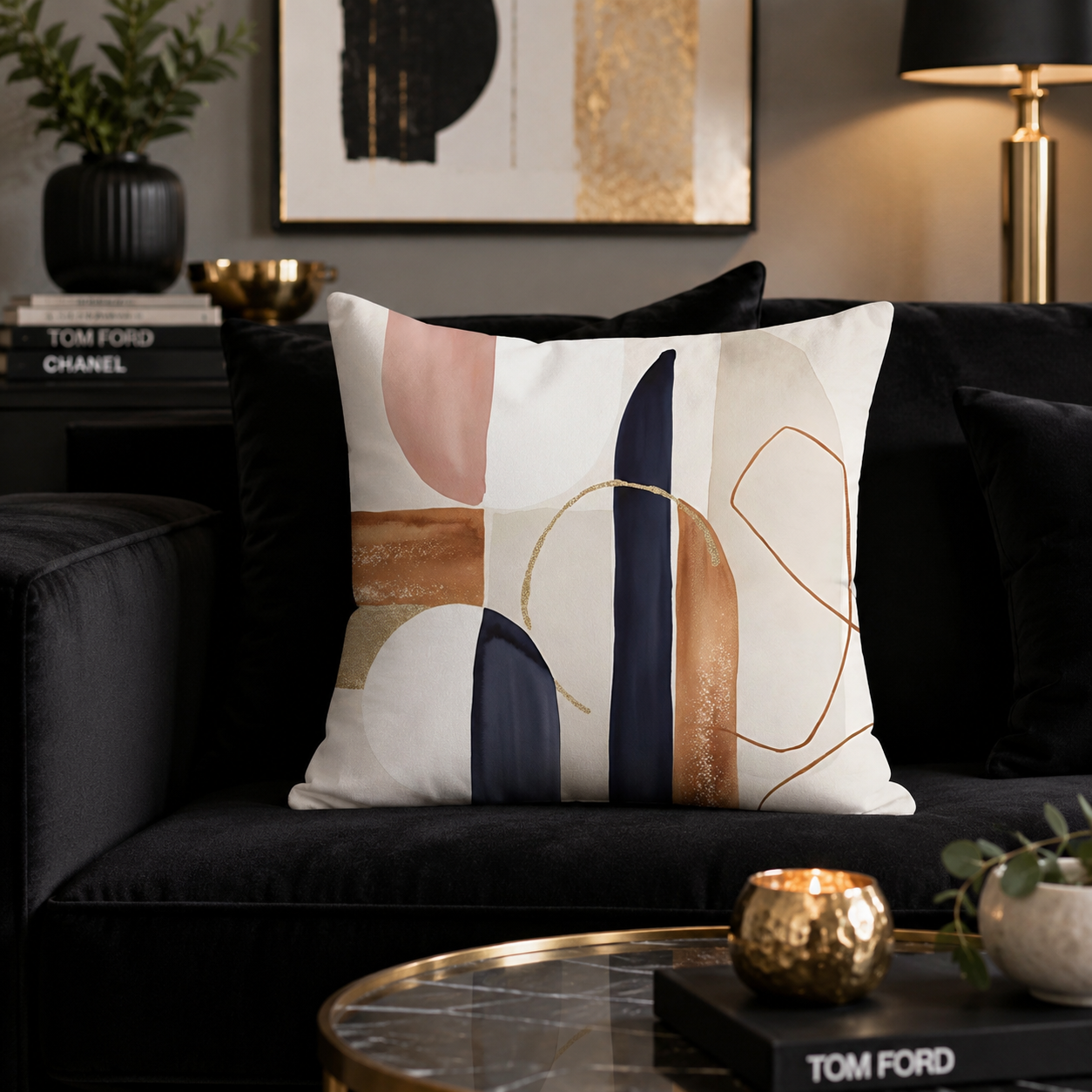 Abstract Pillow Cover | Navy Terracotta Pillowcase