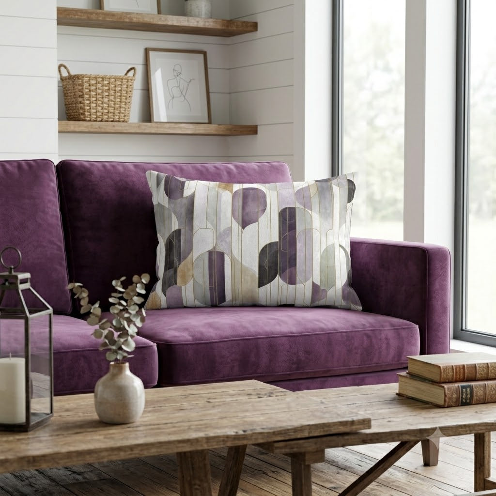 Purple Lumbar Pillow | Geometric. Fade Colors