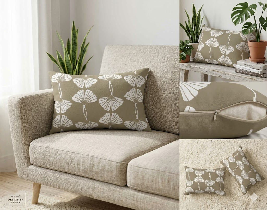 Beige Lumbar Pillow | Gingko Decorative Couch & Bedroom