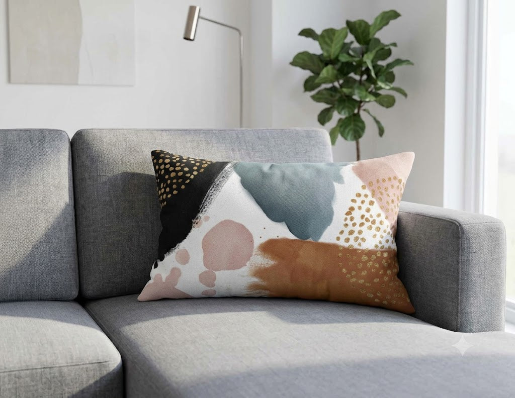 Abstract Blue Ombre Lumbar Pillow
