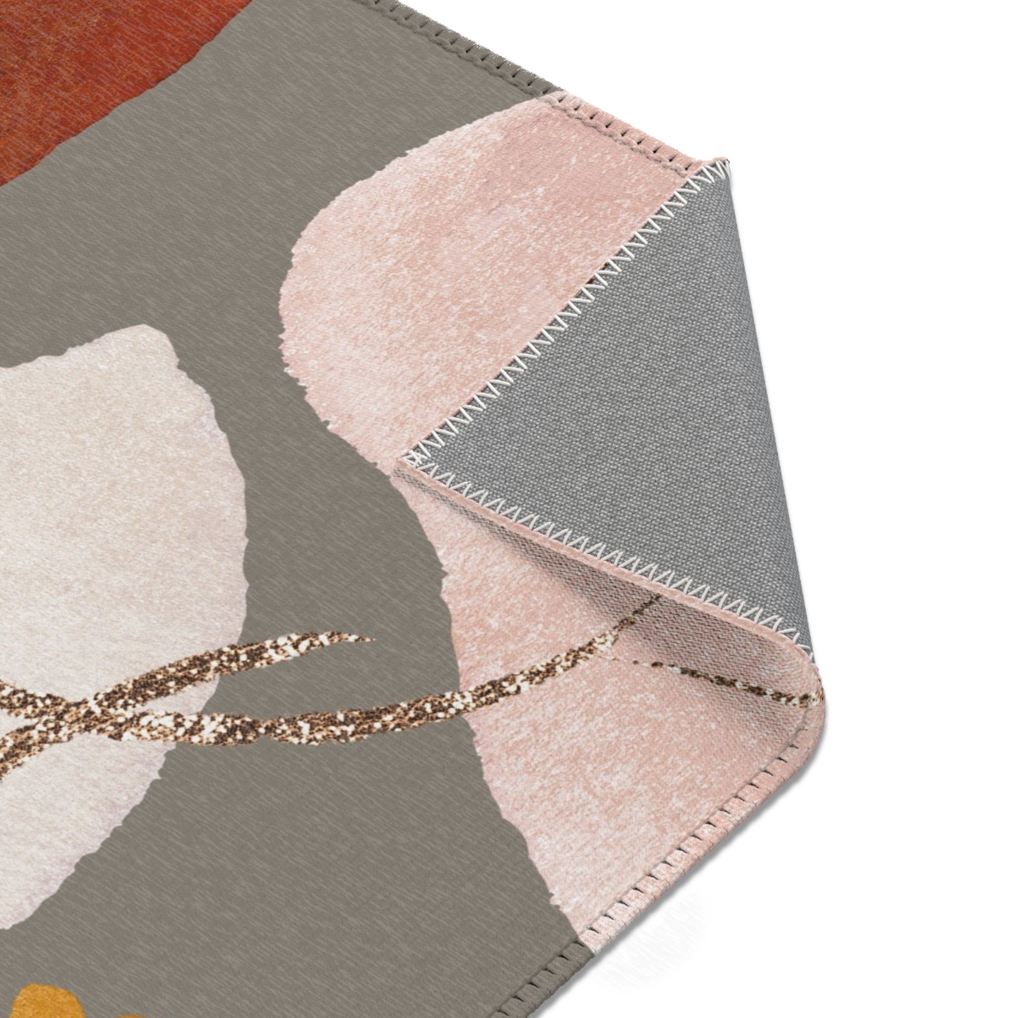 Abstract Area Rug | Watercolor Taupe Blush pink, Burnt Rust