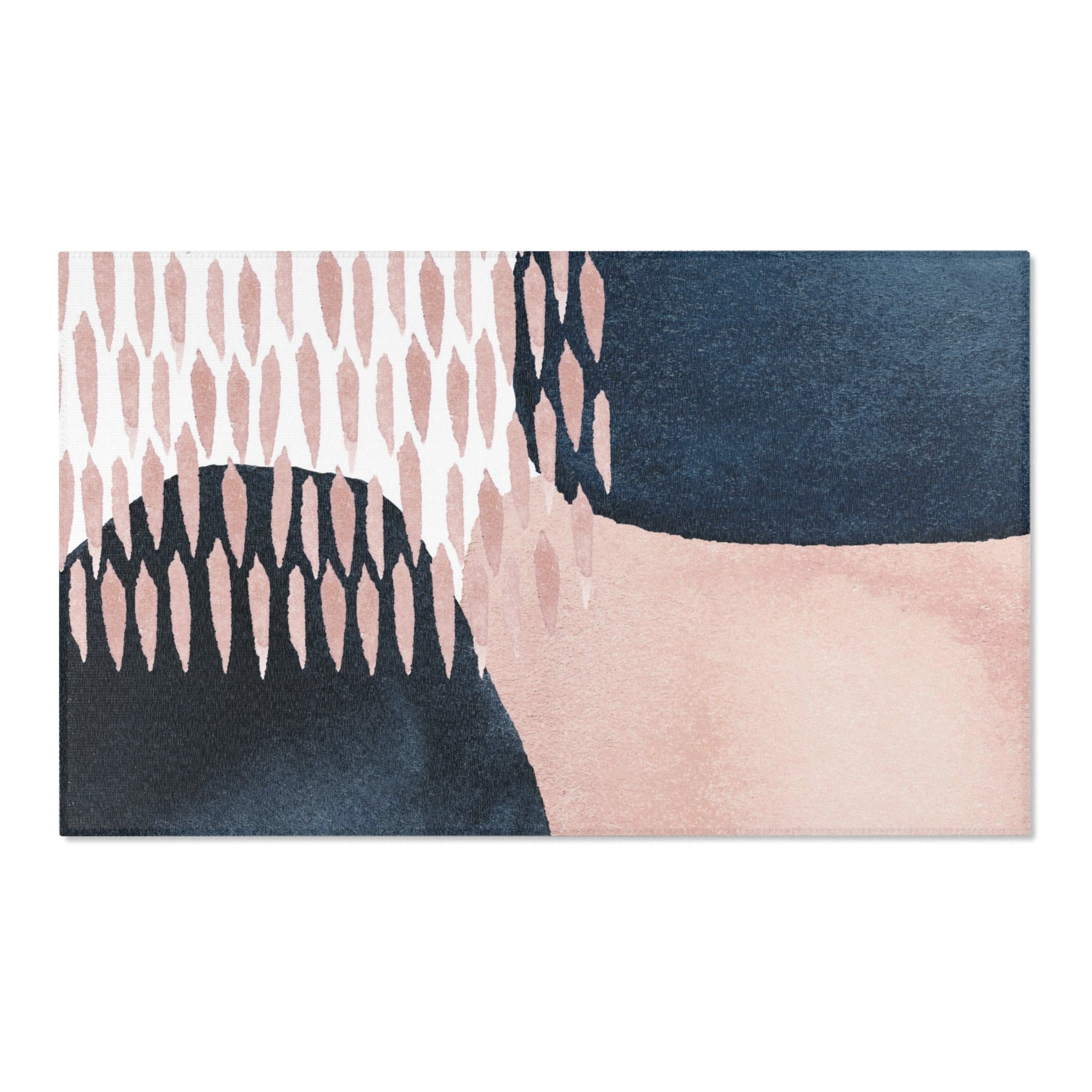 Abstract Area Rug | Navy Blue, Blush Pink Watercolor Artsy Rug