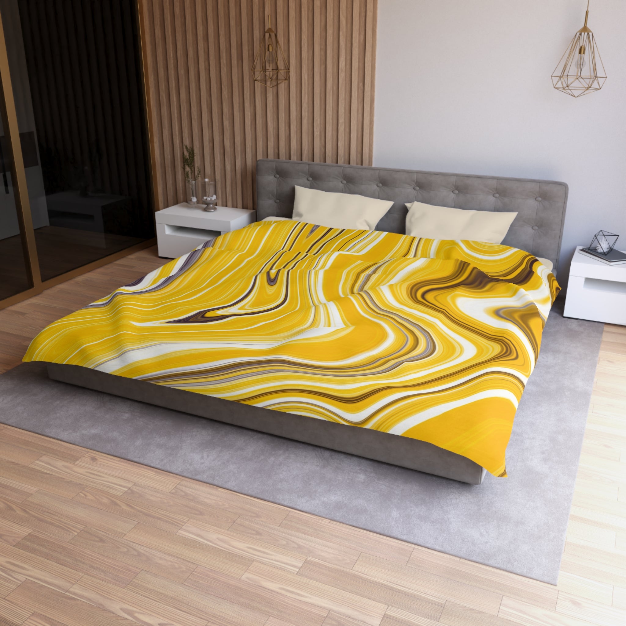 Yellow Duvet Cover | Colorful Agate Marble | Bedroom Decor