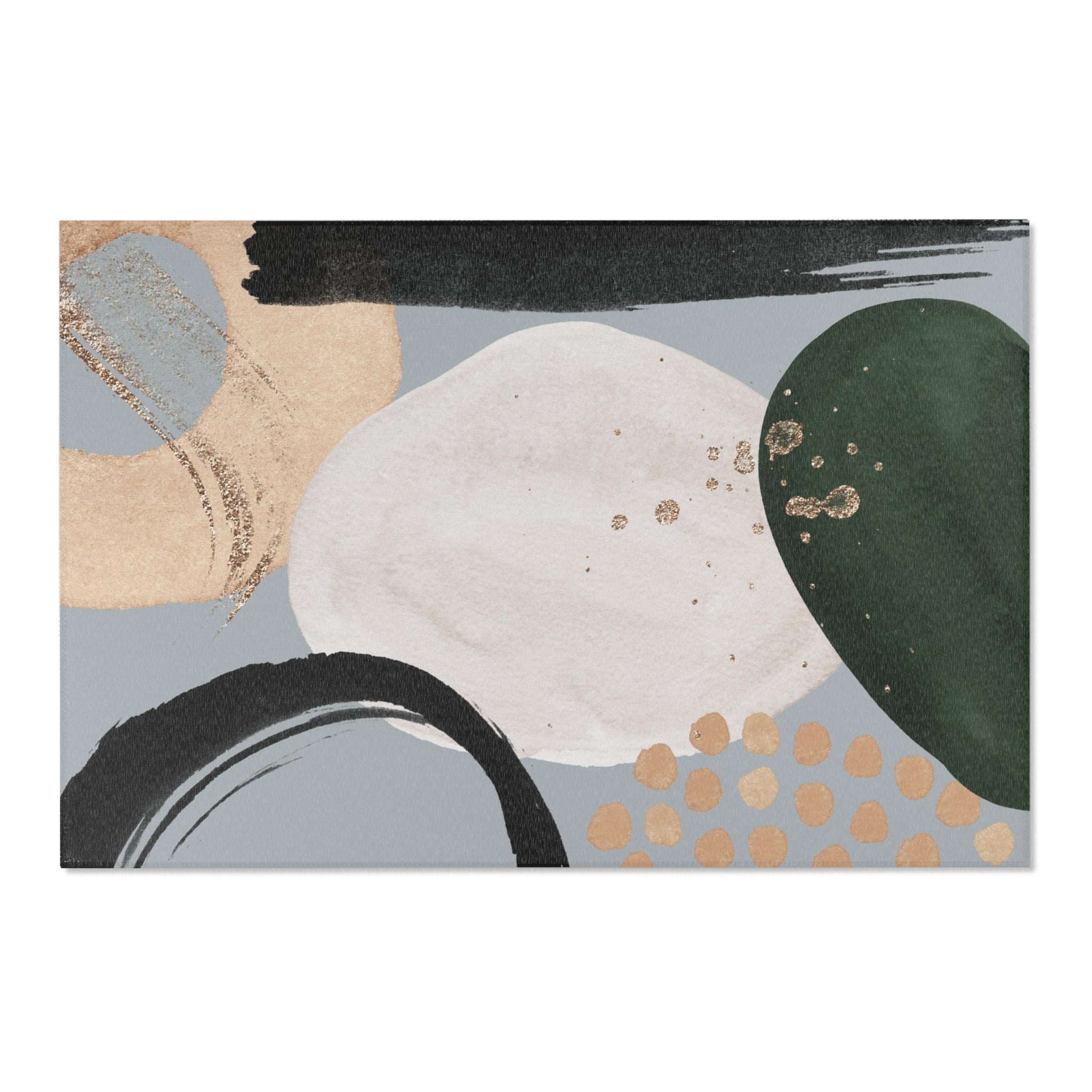 Area Rugs, Grey Black Ivory Green Beige Abstract Watercolor