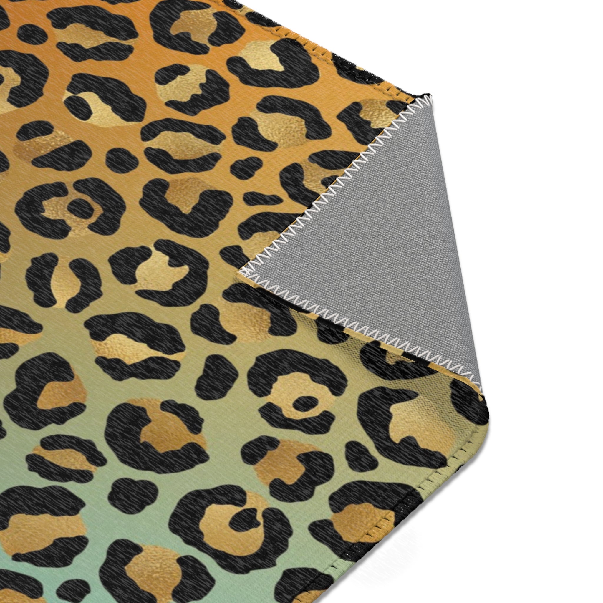 Large Area Rug | Colorful Purple, Black, Beige Leopard Animal Print
