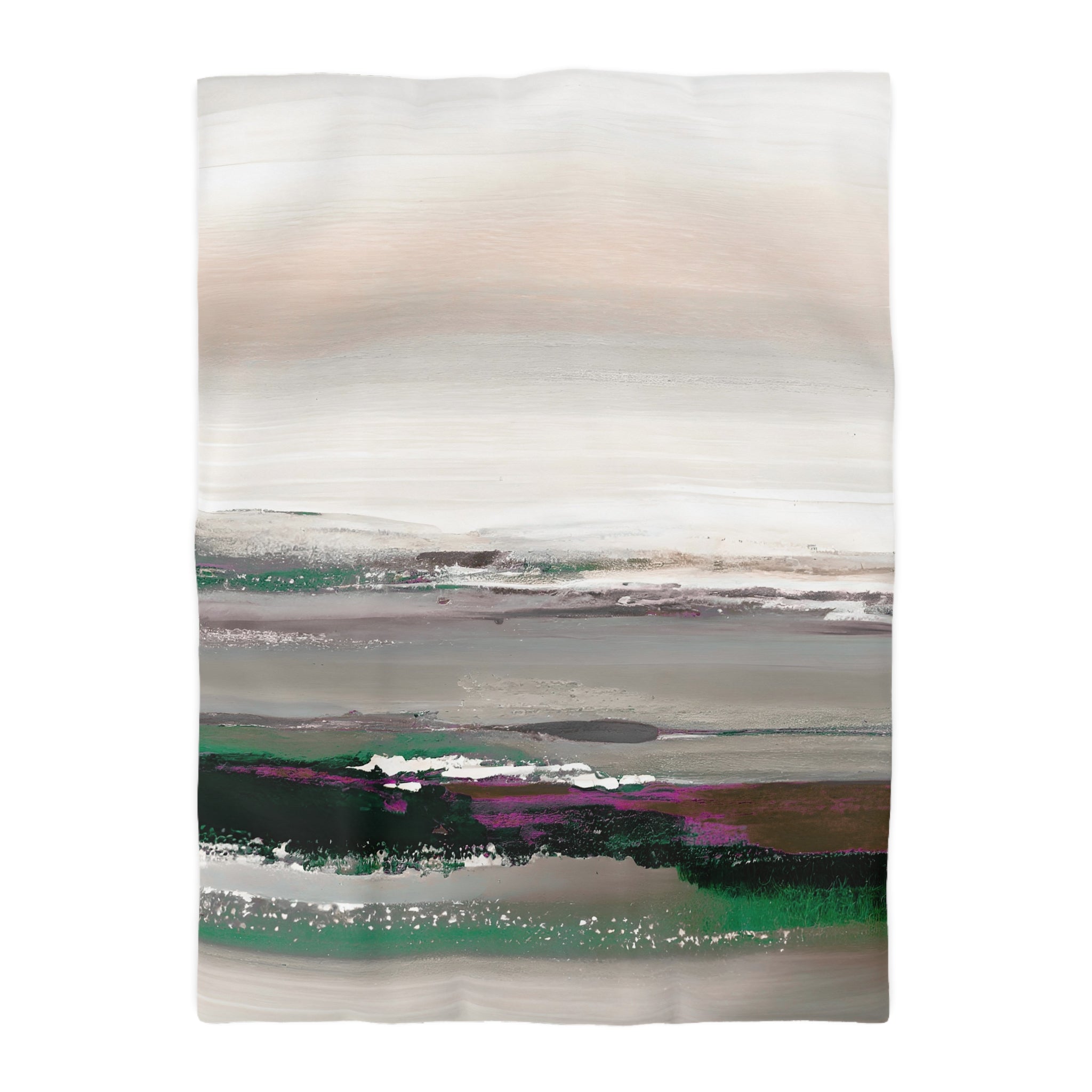 Abstract Duvet Cover | Colorful Green Purple Grey, Ombre