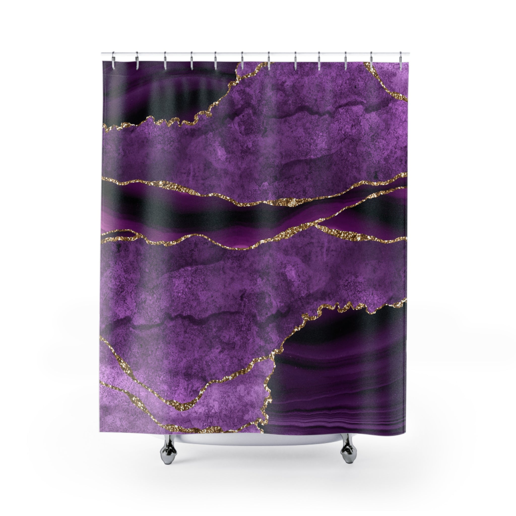 Retro Shower Curtain | Lilac Purple Marble Print