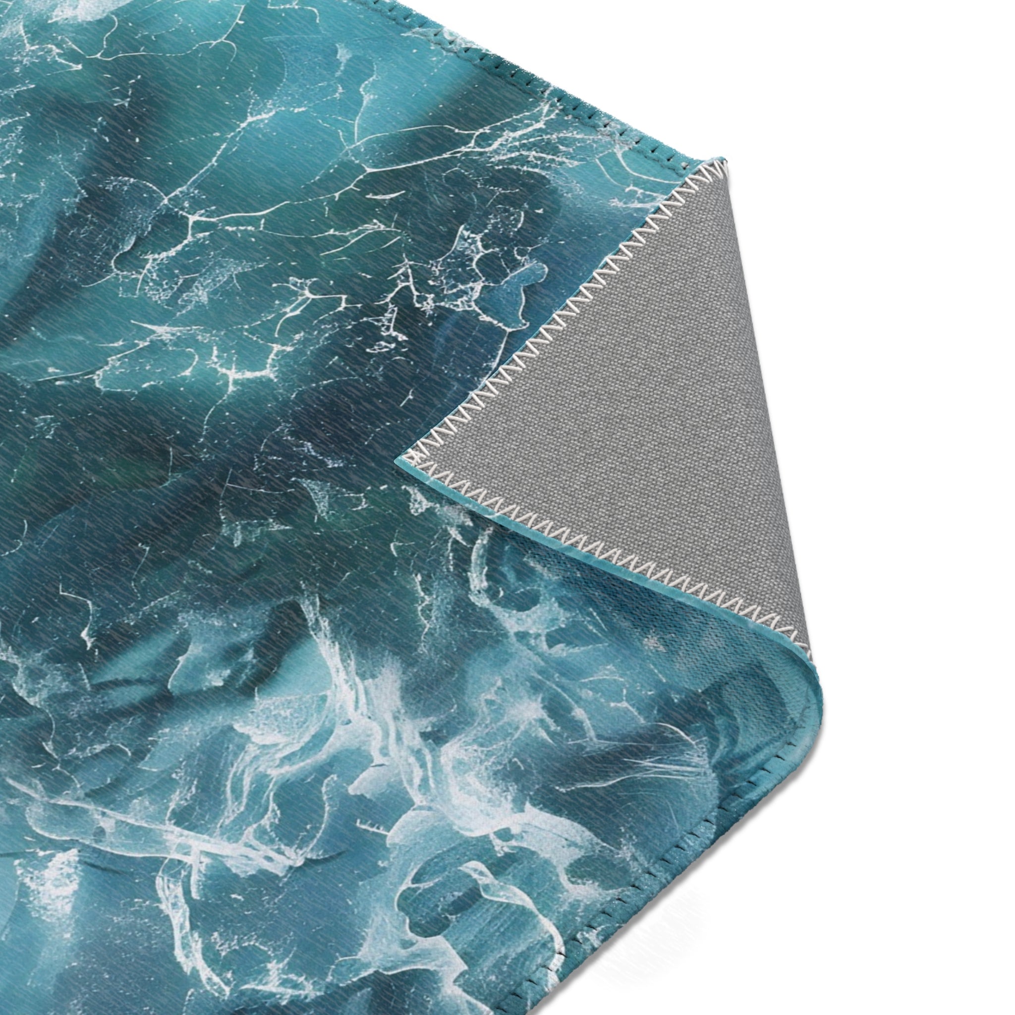 Abstract Ocean Area Rug | Teal Turquoise Sea Blue