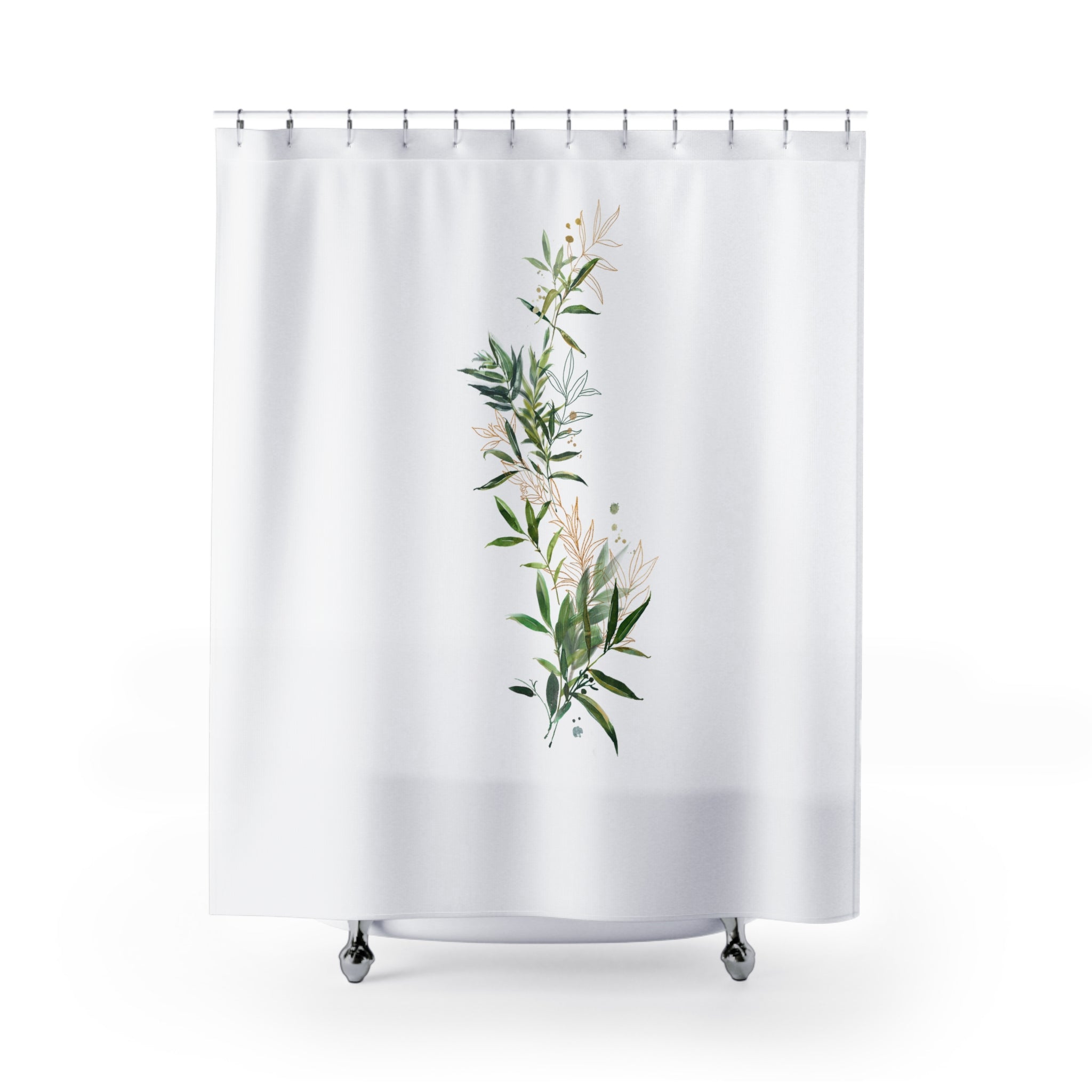 Modern Floral Shower Curtain | Sage Green Botanical