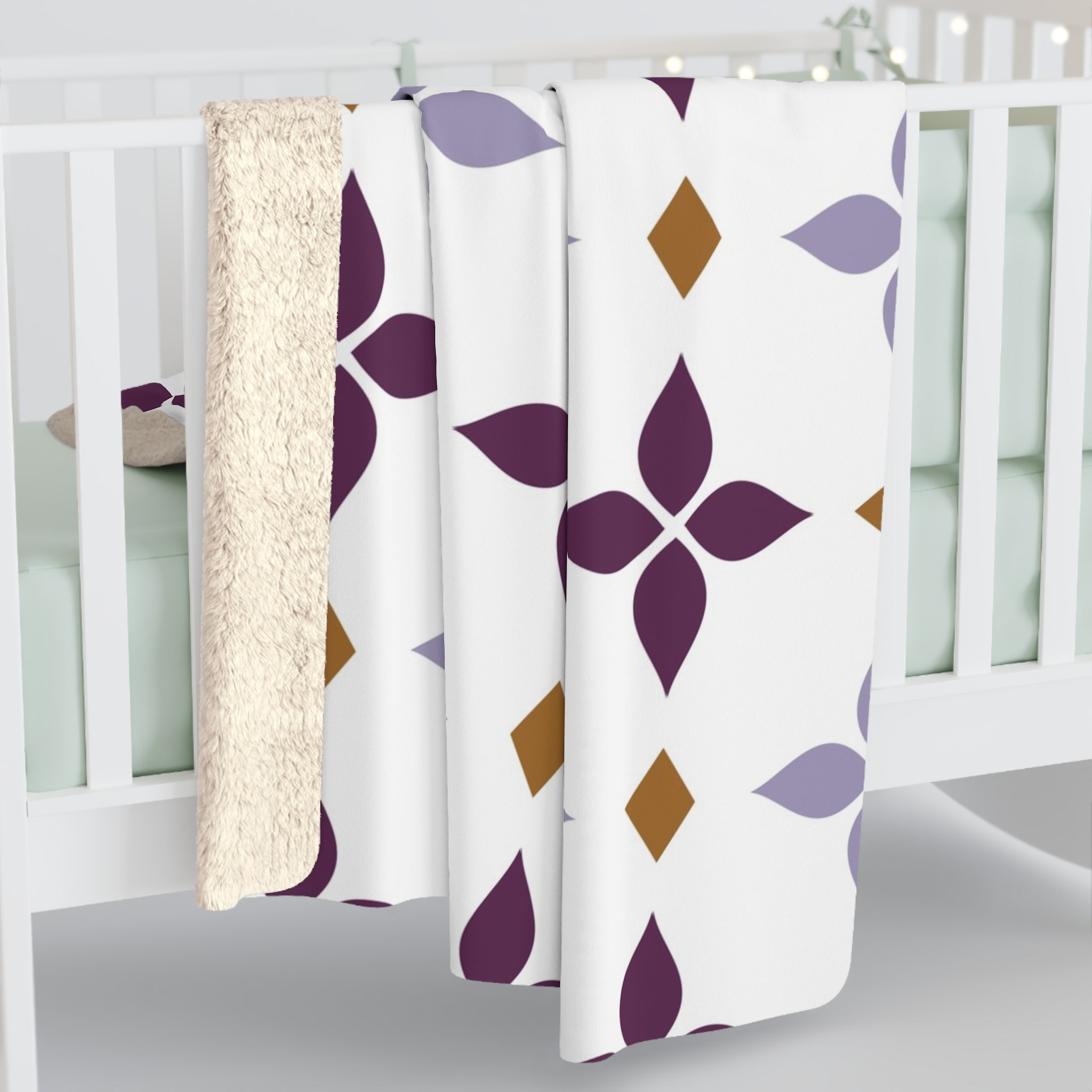 Art Deco Throw Blanket | White, Lavender Purple