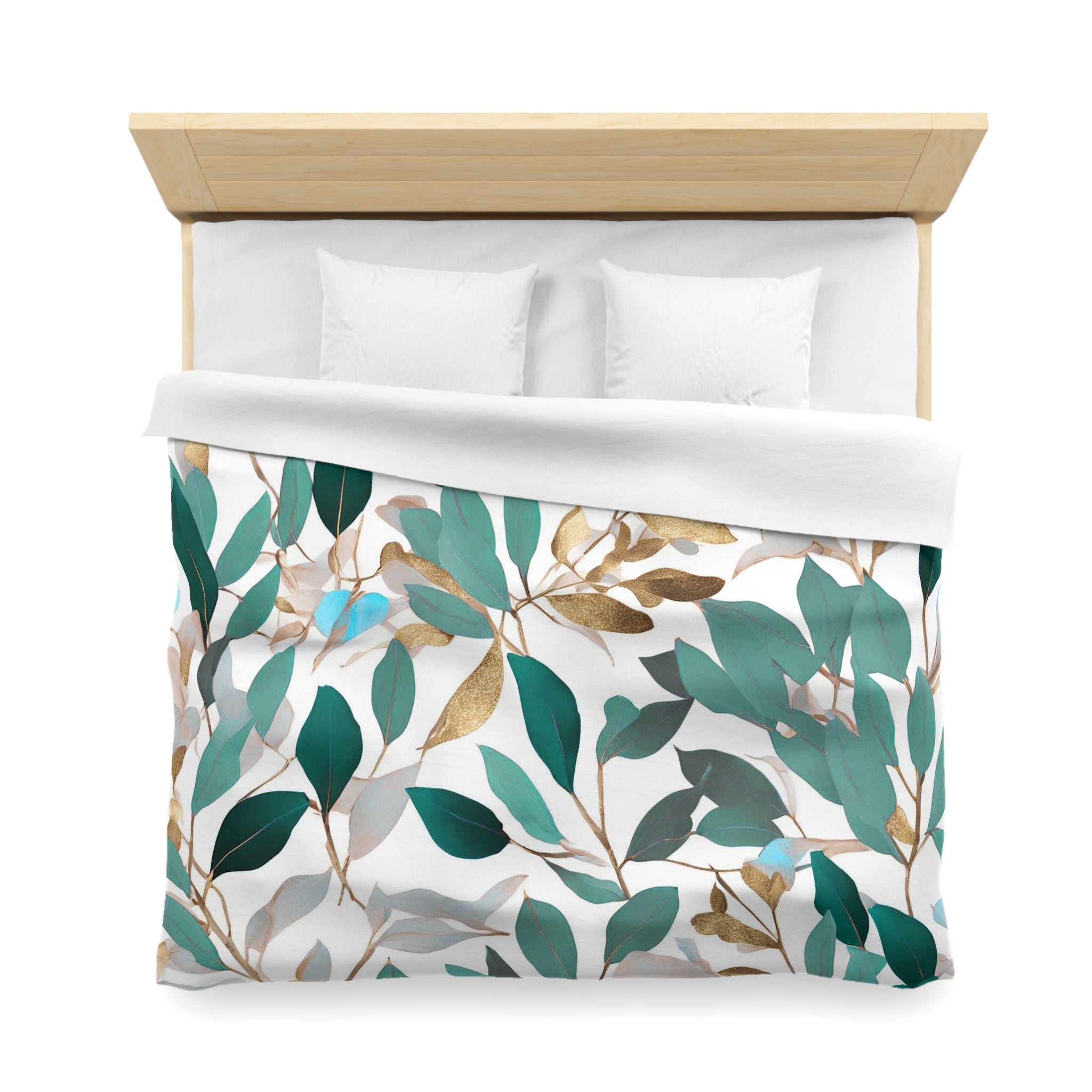 Floral Duvet, Pillow Cover | Teal Green Grey White Bedroom Decor