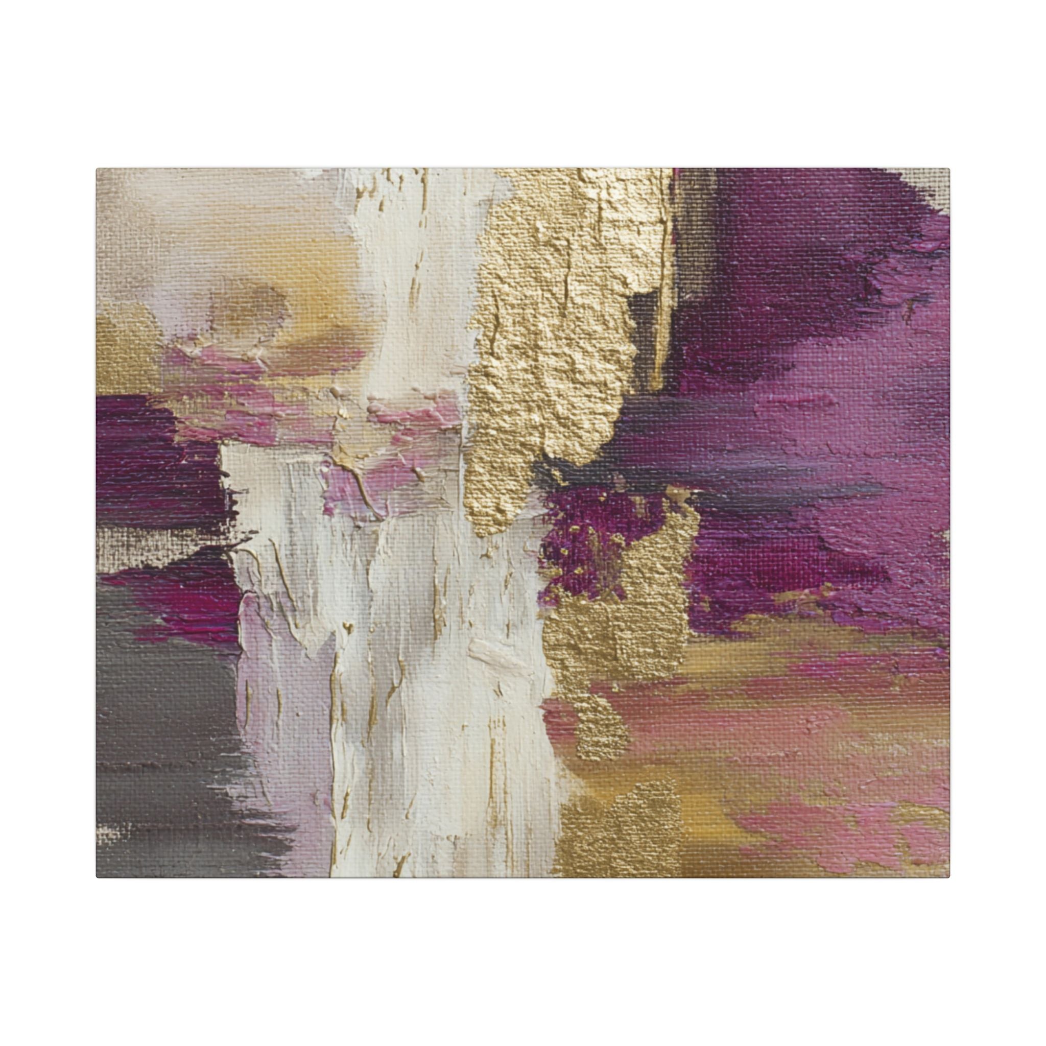 Purple & Muted Gold Abstract Canvas Wall Art – Modern Luxe Minimalist Painting Print