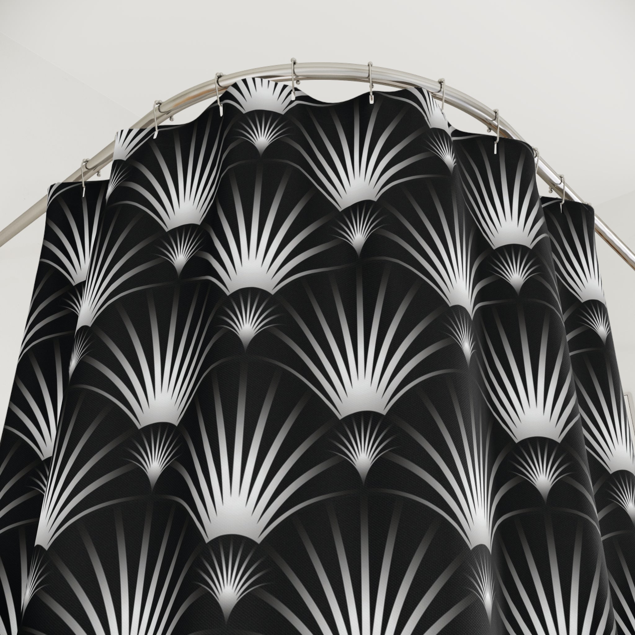 Boho Art Deco Shower Curtain | Black White Art Nouveau