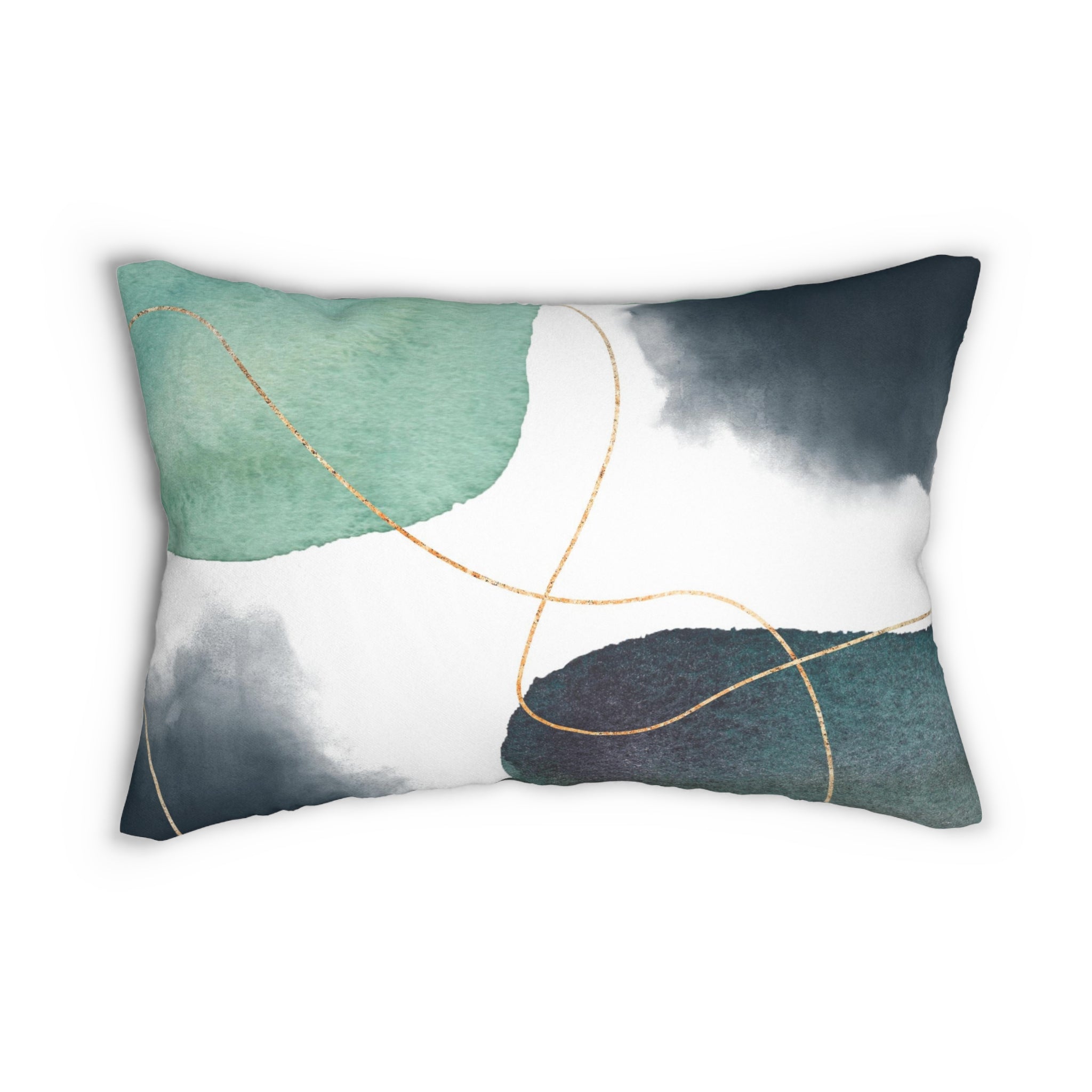 Abstract Lumbar Pillow Sage Green Navy Blue White