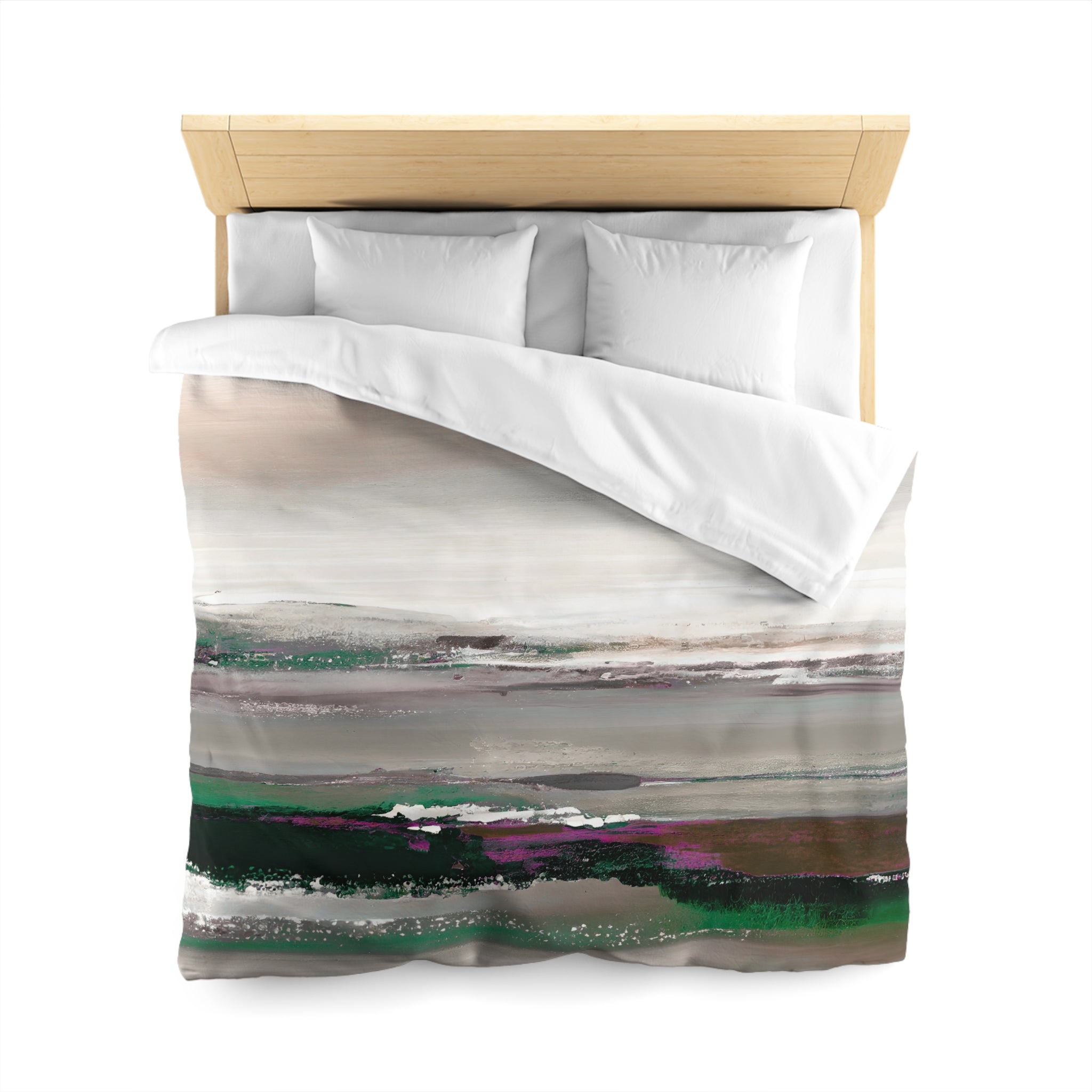 Abstract Duvet Cover | Colorful Green Purple Grey, Ombre