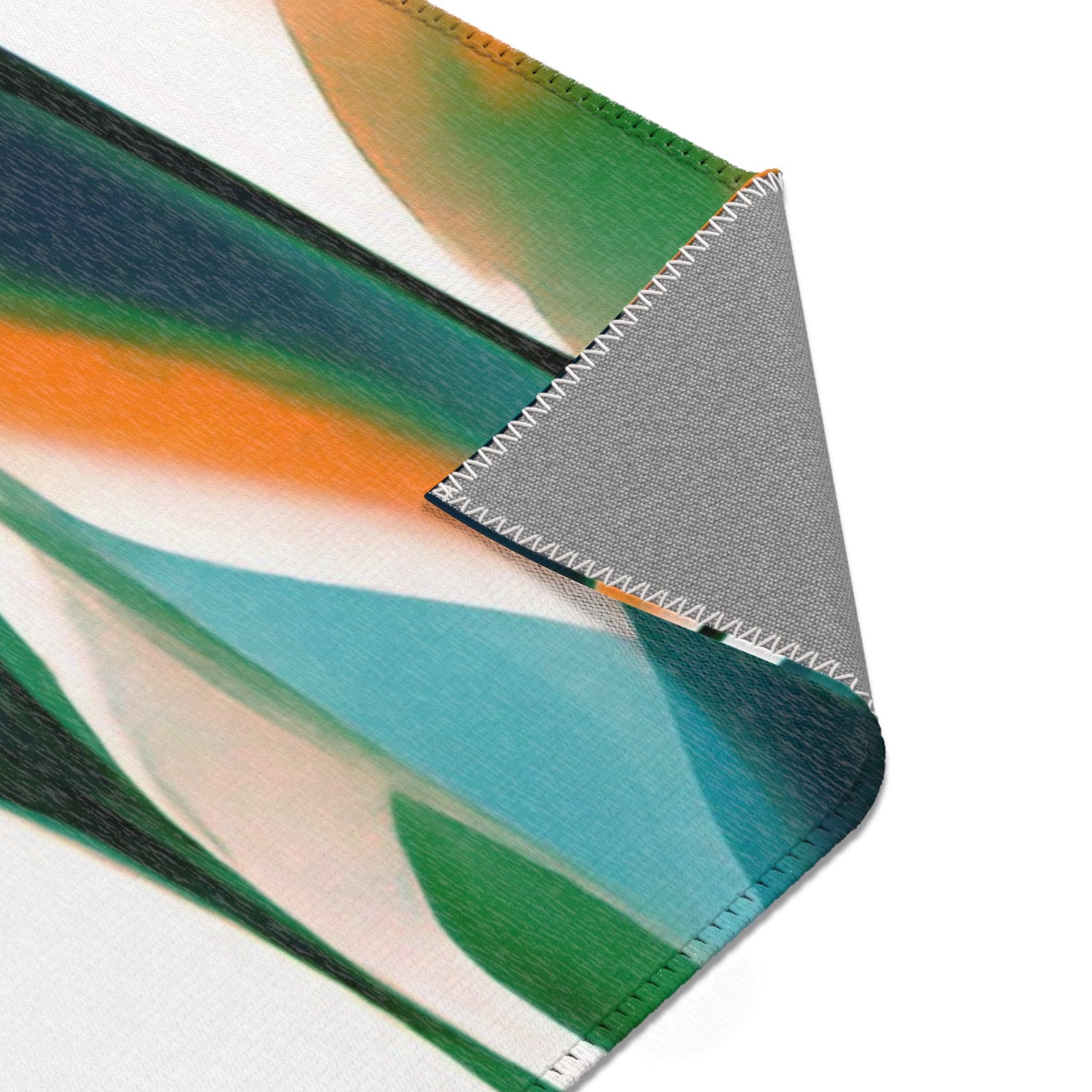 Abstract Large Area Rug | Modern Rug, Teal Navy Blue, White Orange
