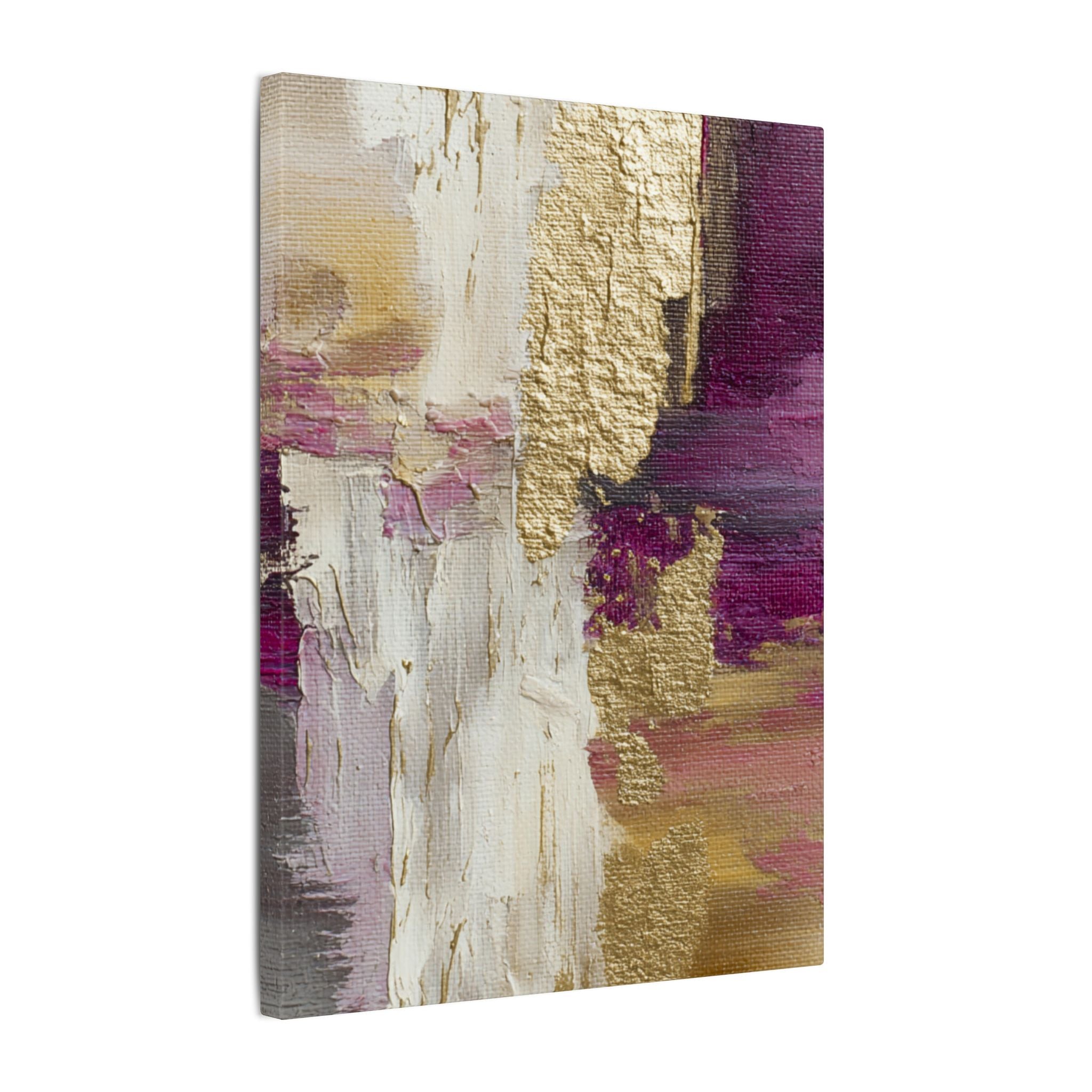 Purple & Muted Gold Abstract Canvas Wall Art – Modern Luxe Minimalist Painting Print