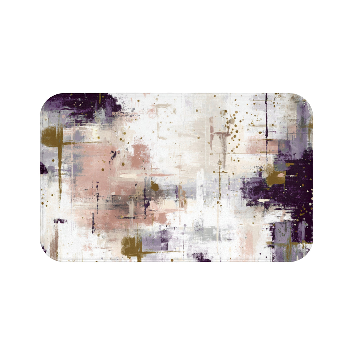 Plum Blush Brushstroke Abstract Bath Mat, Modern Bathroom Rug