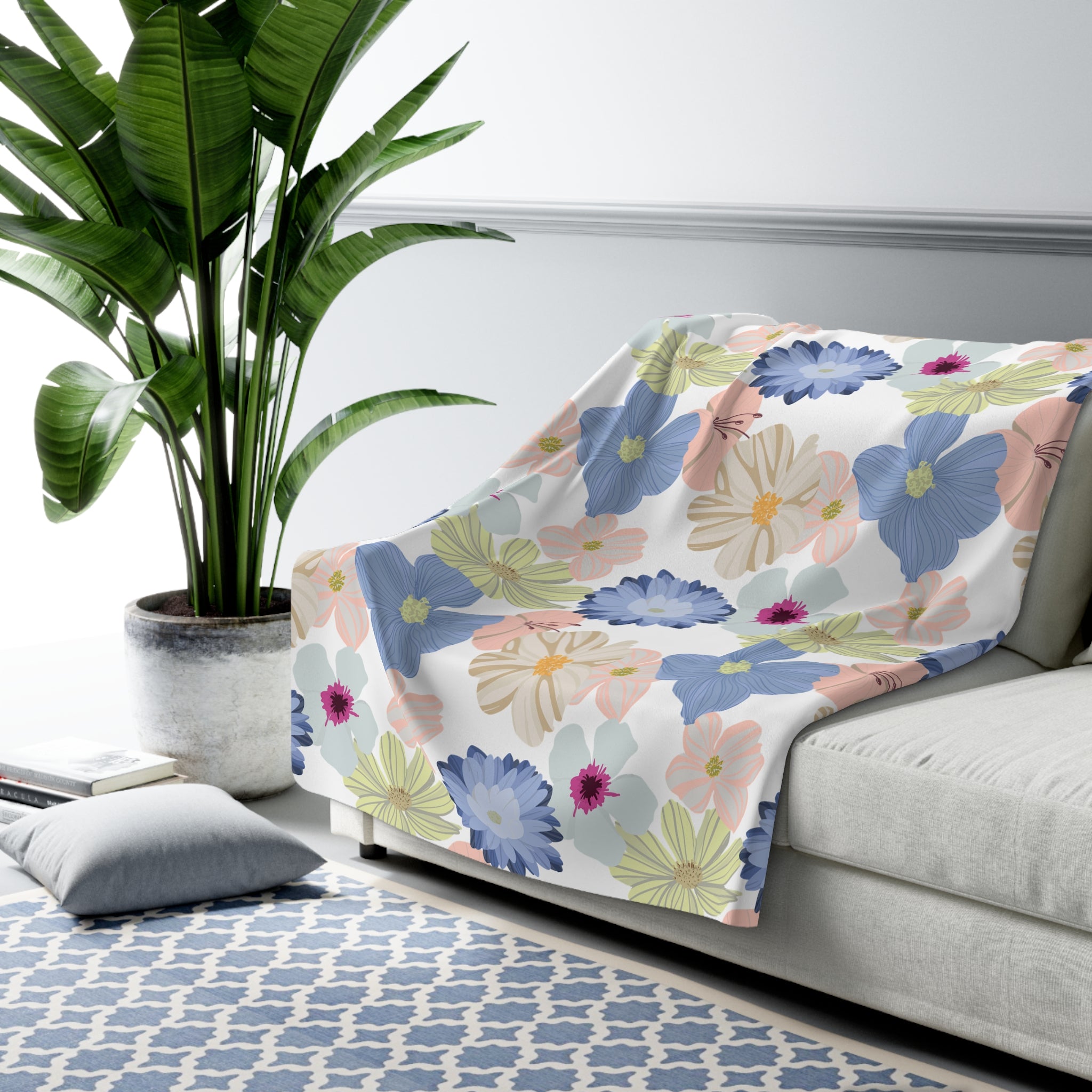 Colorful Throw Blanket | Boho Blue Pink
