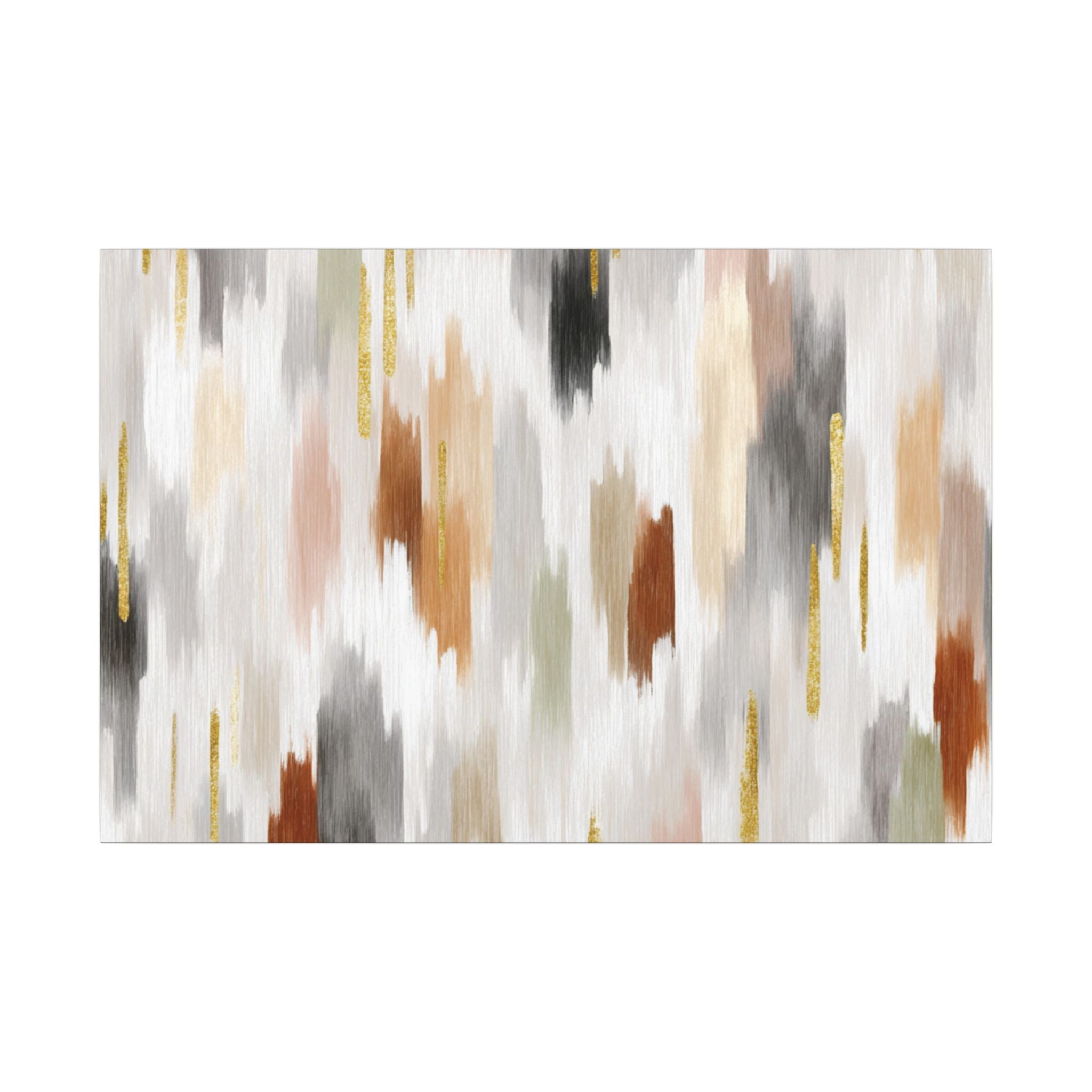 The image is a rectangular abstract painting with a variety of colors and brushstrokes, creating a dynamic and visually interesting composition.