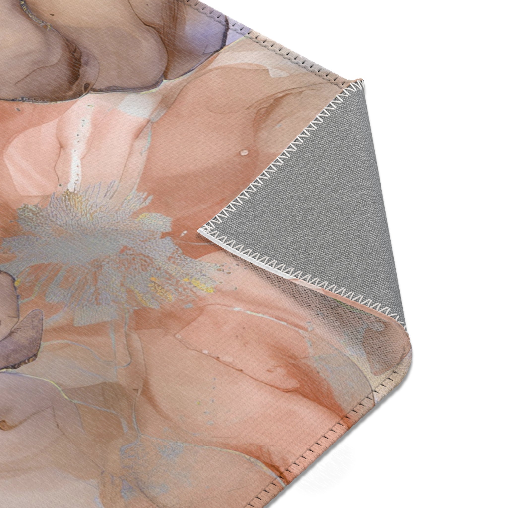 Abstract Floral Area Rug | Peach Brown Beige Watercolor