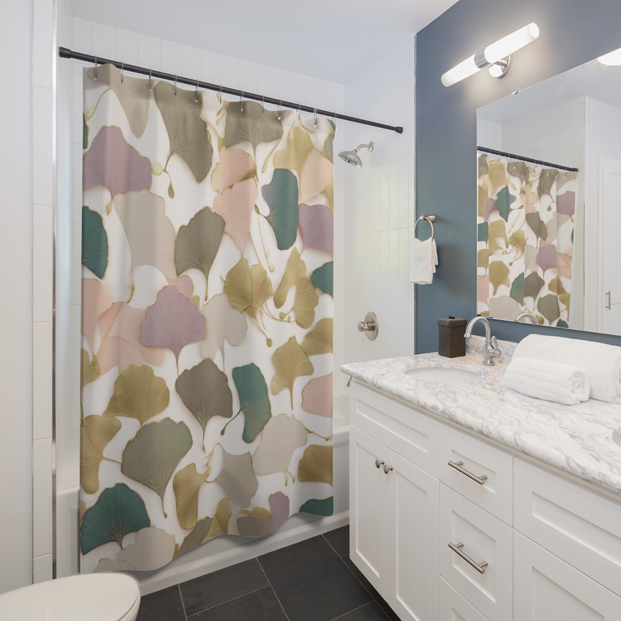 Ginko Floral Shower Curtain | Neutral Earthy Bathroom