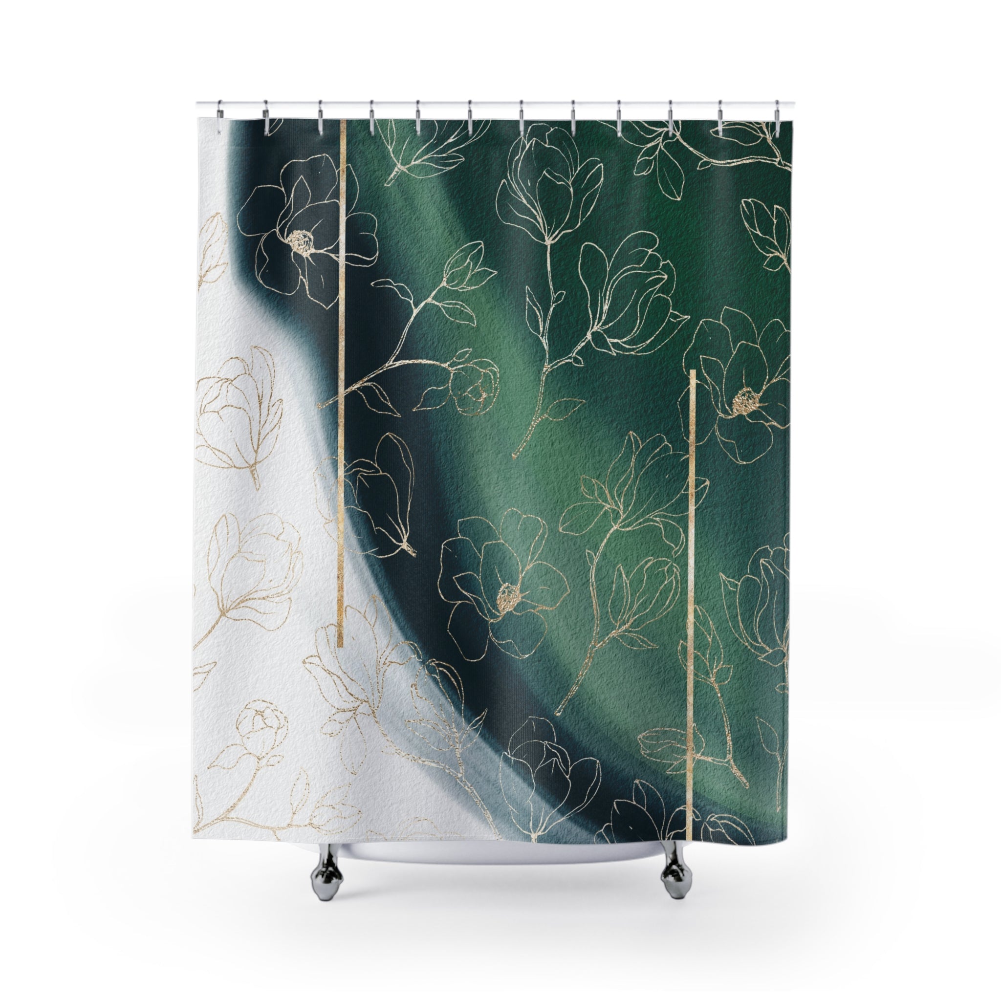 Boho Shower Curtain | Abstract Teal Sage Green