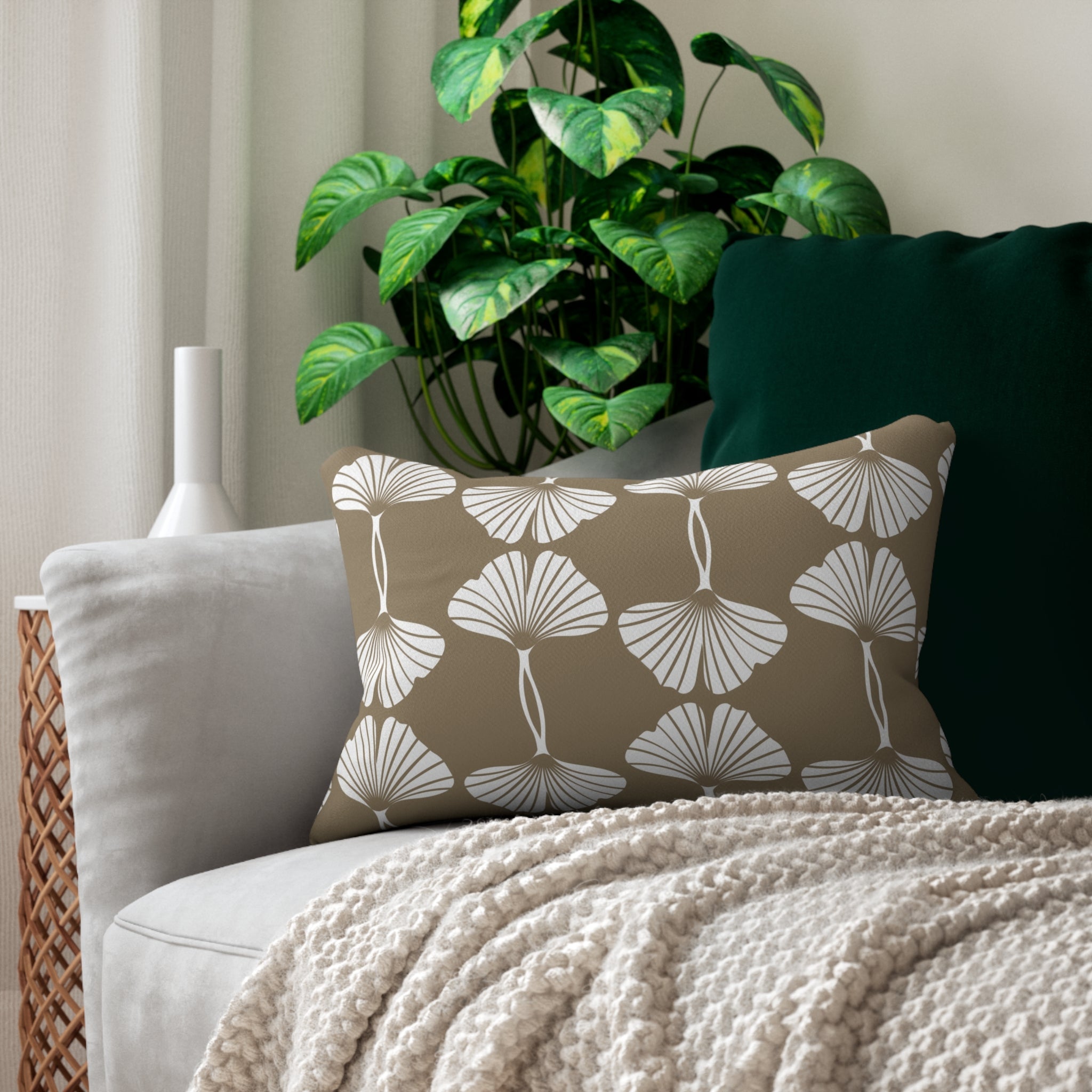 Beige Lumbar Pillow | Gingko Decorative Couch & Bedroom