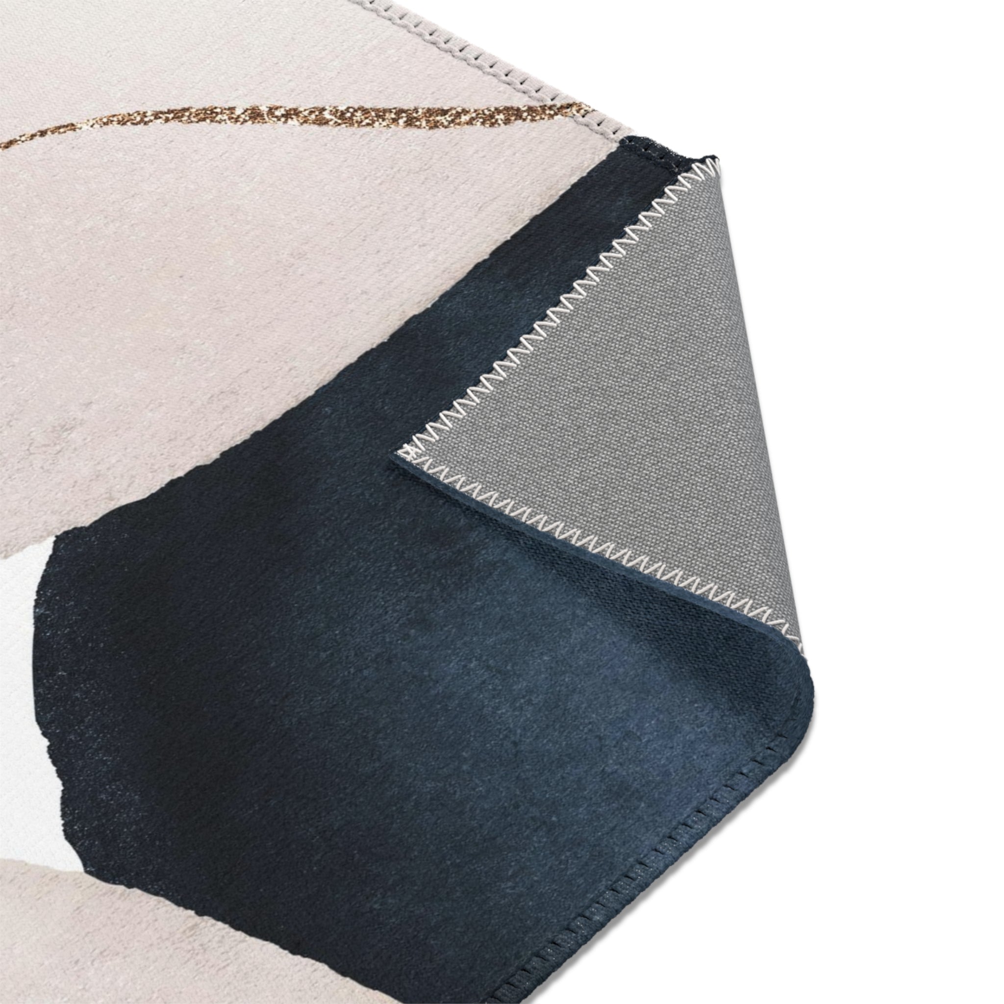 Abstract Boho Area Rug | Navy Blue, Blush Ivory, Beige Minimalist