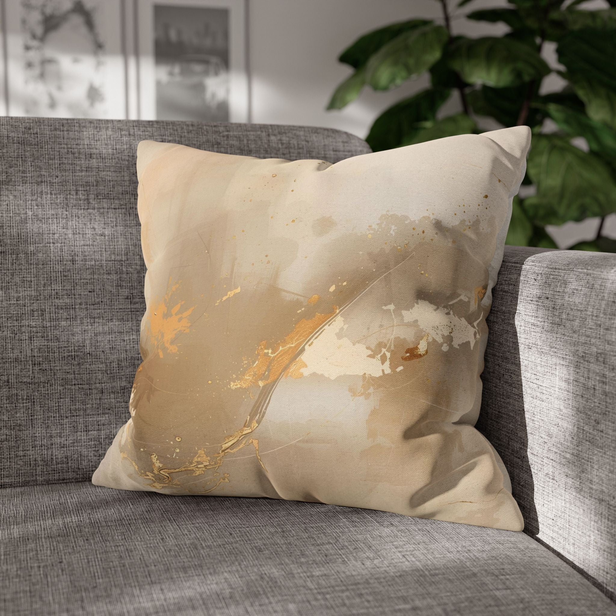 Abstract Pillow Cover | Earthy Neutral Beige Muted Gold Ombre