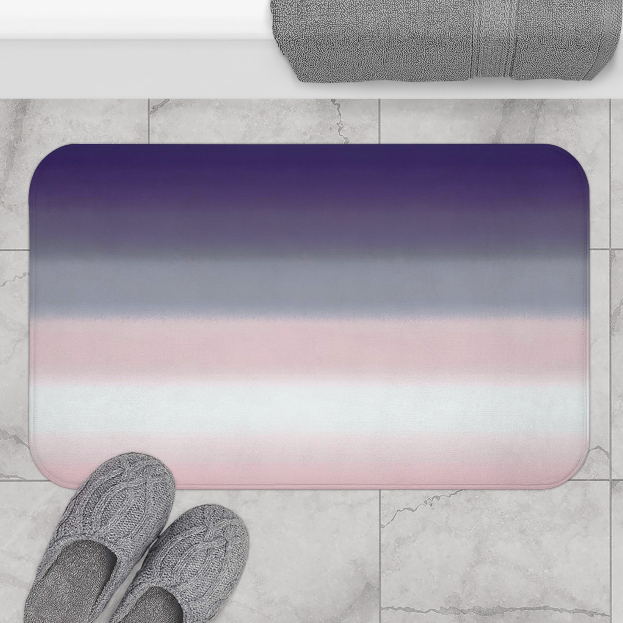 Abstract Bath Mat, Kitchen Mat | Lavender Purple, Blush Pink