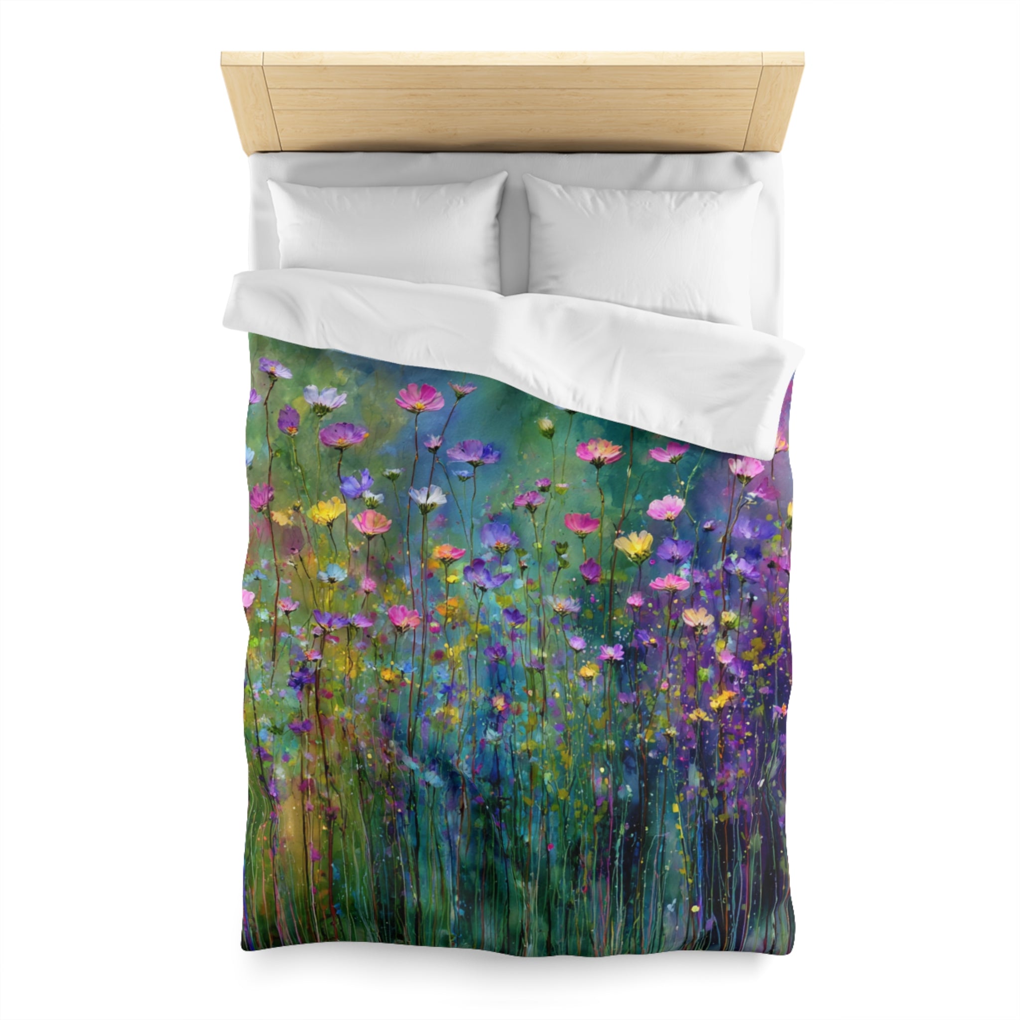 Floral Duvet, Pillow Cover | Green Purple Bedroom Decor