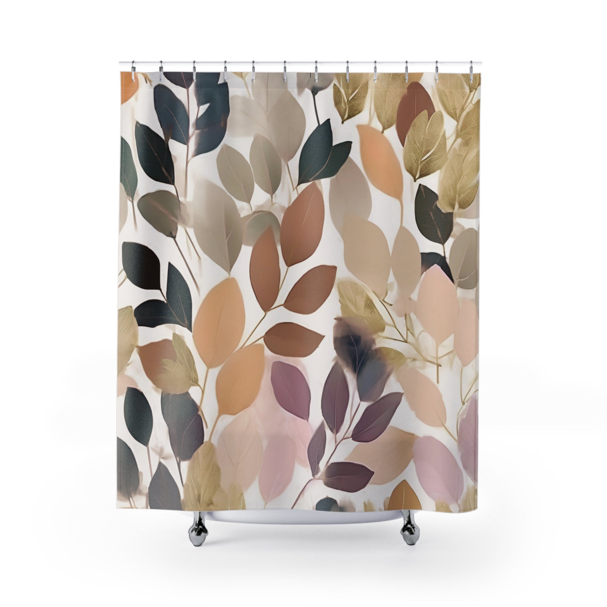 Modern Shower Curtain | Colorful, Lavender, Blush Beige Floral Bath Curtain