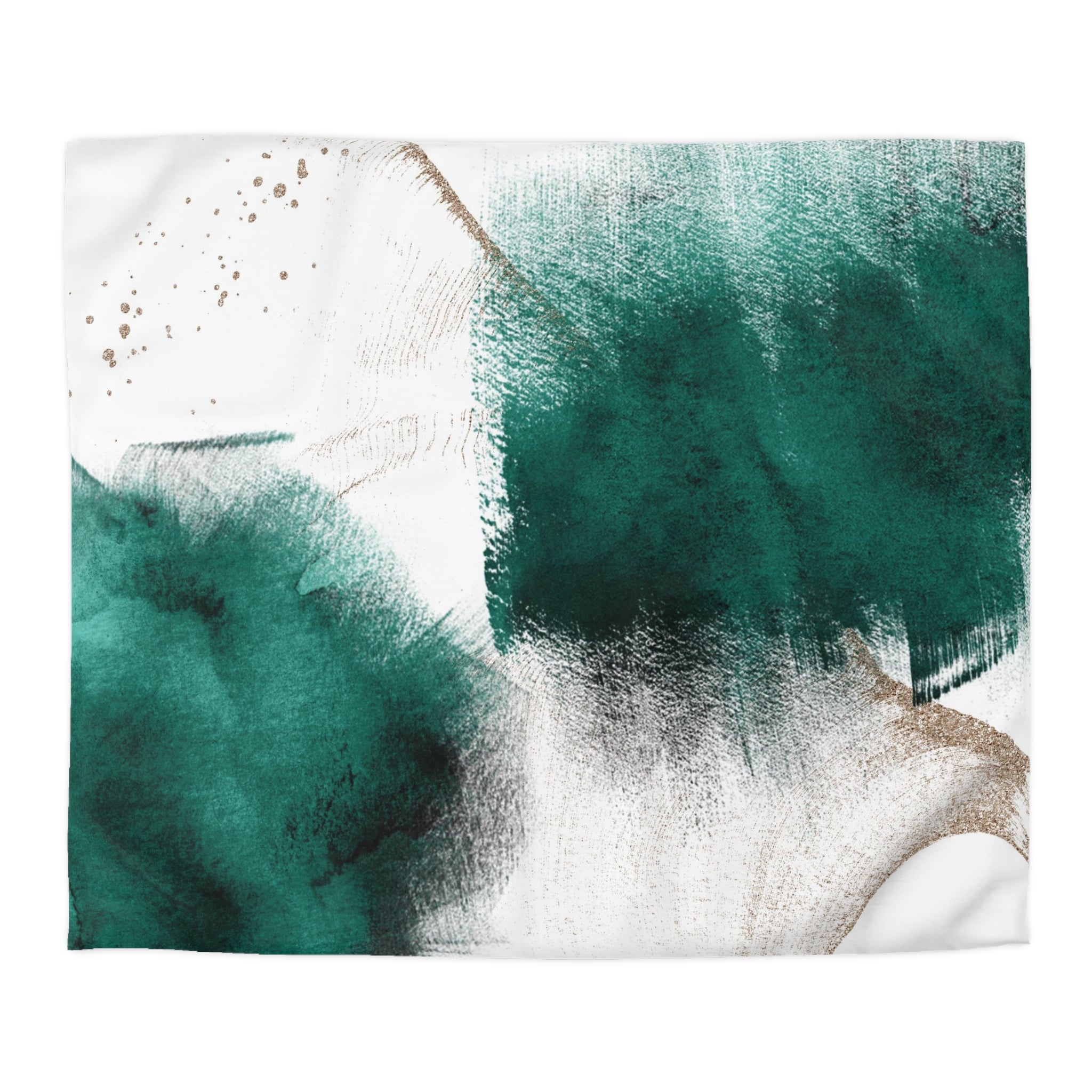 The image is an abstract painting with a mix of green and white colors, featuring brushstrokes and splatters.